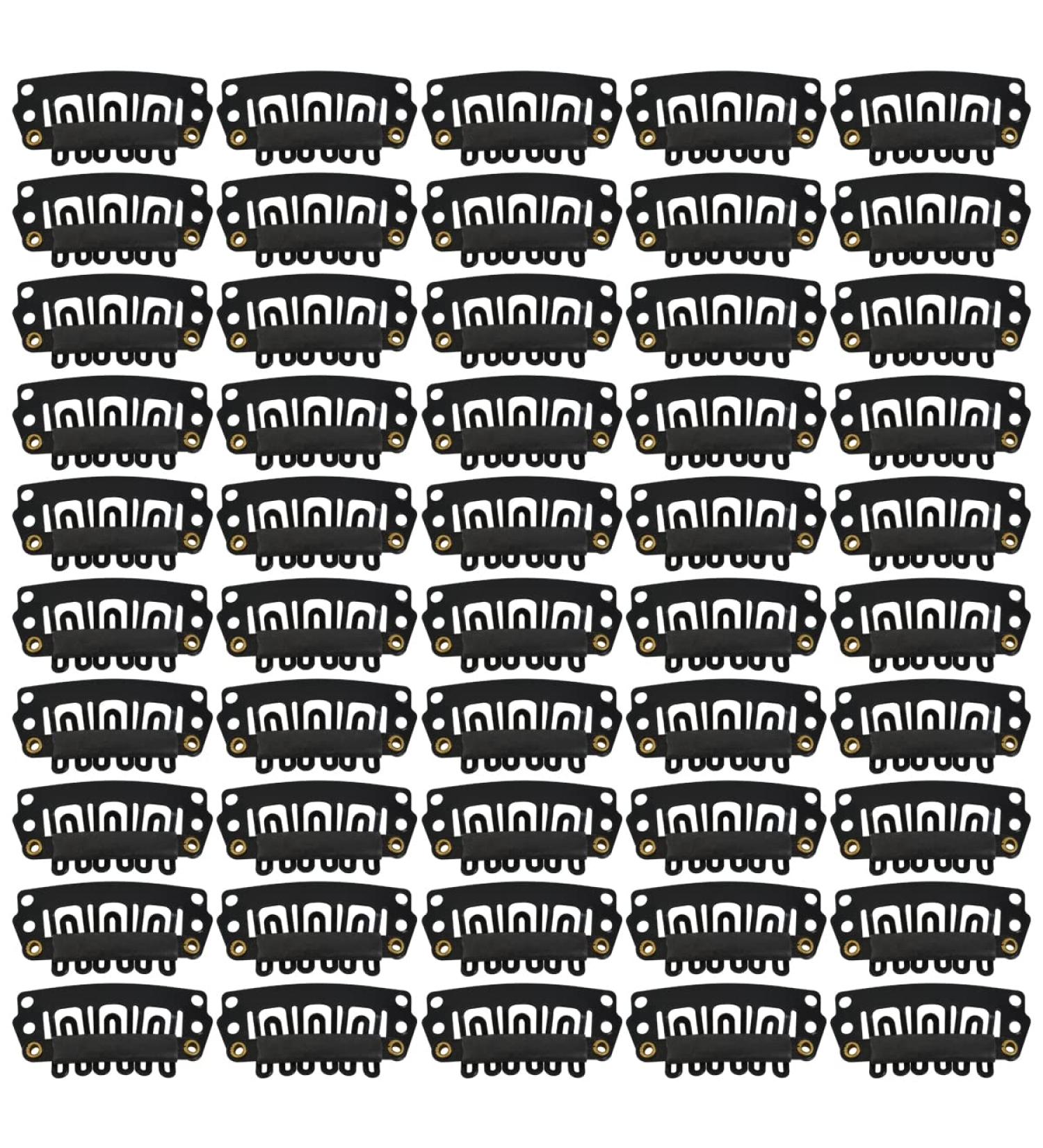 50 U-Shape Metal Snap Wig Clips - 28mm 6-Teeth Combs for Hair Extensions - Black | Durable & Secure | International Shipping - Buy Online on GoSupps.com
