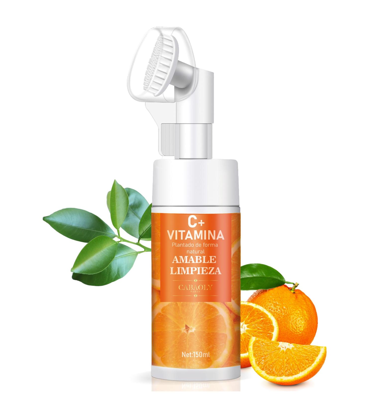 Tangsion Vitamin C Facial Cleanser - Foaming Daily Face Wash with Soft Brush Head for Tightening & Protecting Skin - 5.1 fl oz - Buy Online on GoSupps.com