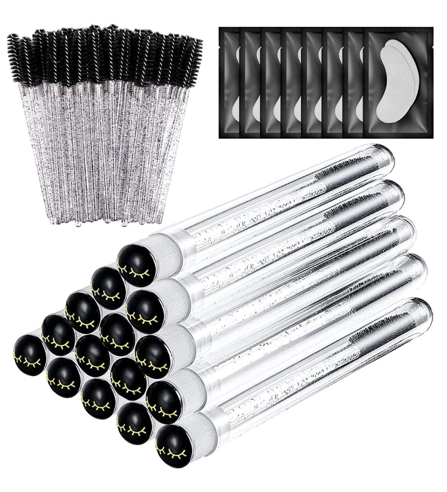 15 Disposable Mascara Brushes Set - 65 Eyelash Applicators & 8 Eye Patches for Extensions - Black - Buy Online on GoSupps.com