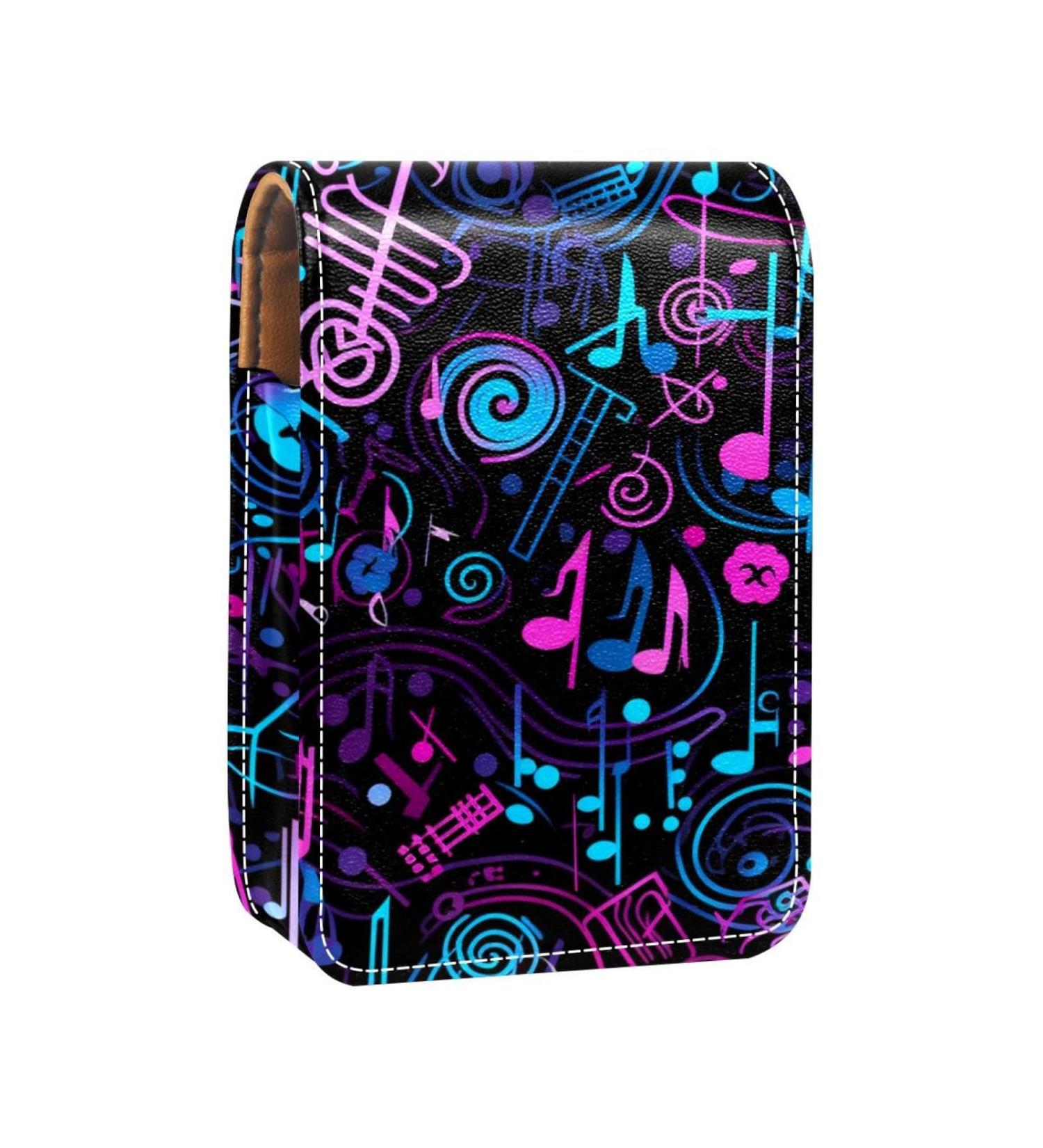 Buy Leather Lipstick Case | Mini Lipstick Organizer with Mirror | Colorful Musical Design - Buy Online on GoSupps.com