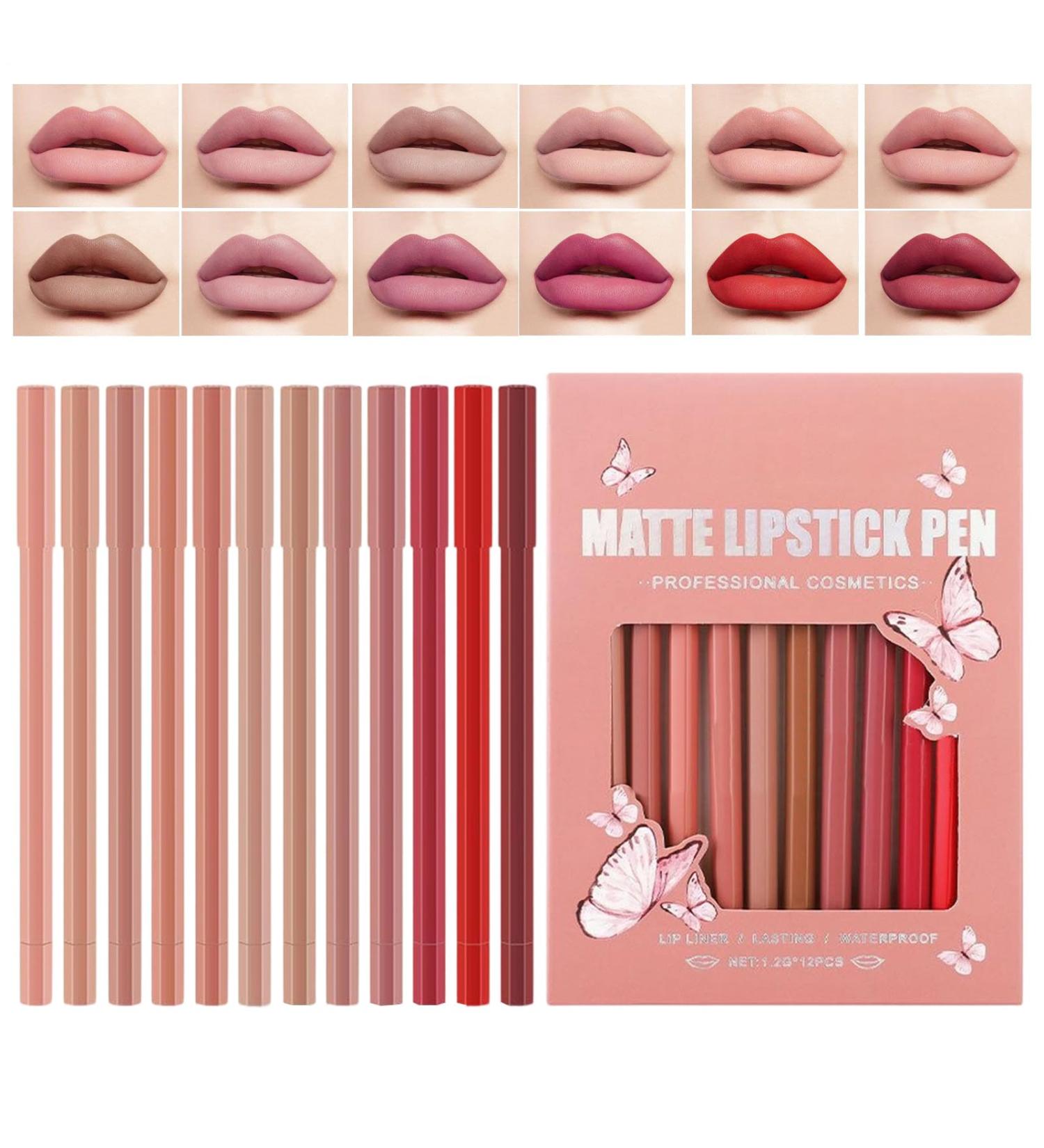 Hogvinnatil Set of 12 lipsticks for matte and waterproof lips nonstick set for women and girls to make up - Buy Online on GoSupps.com