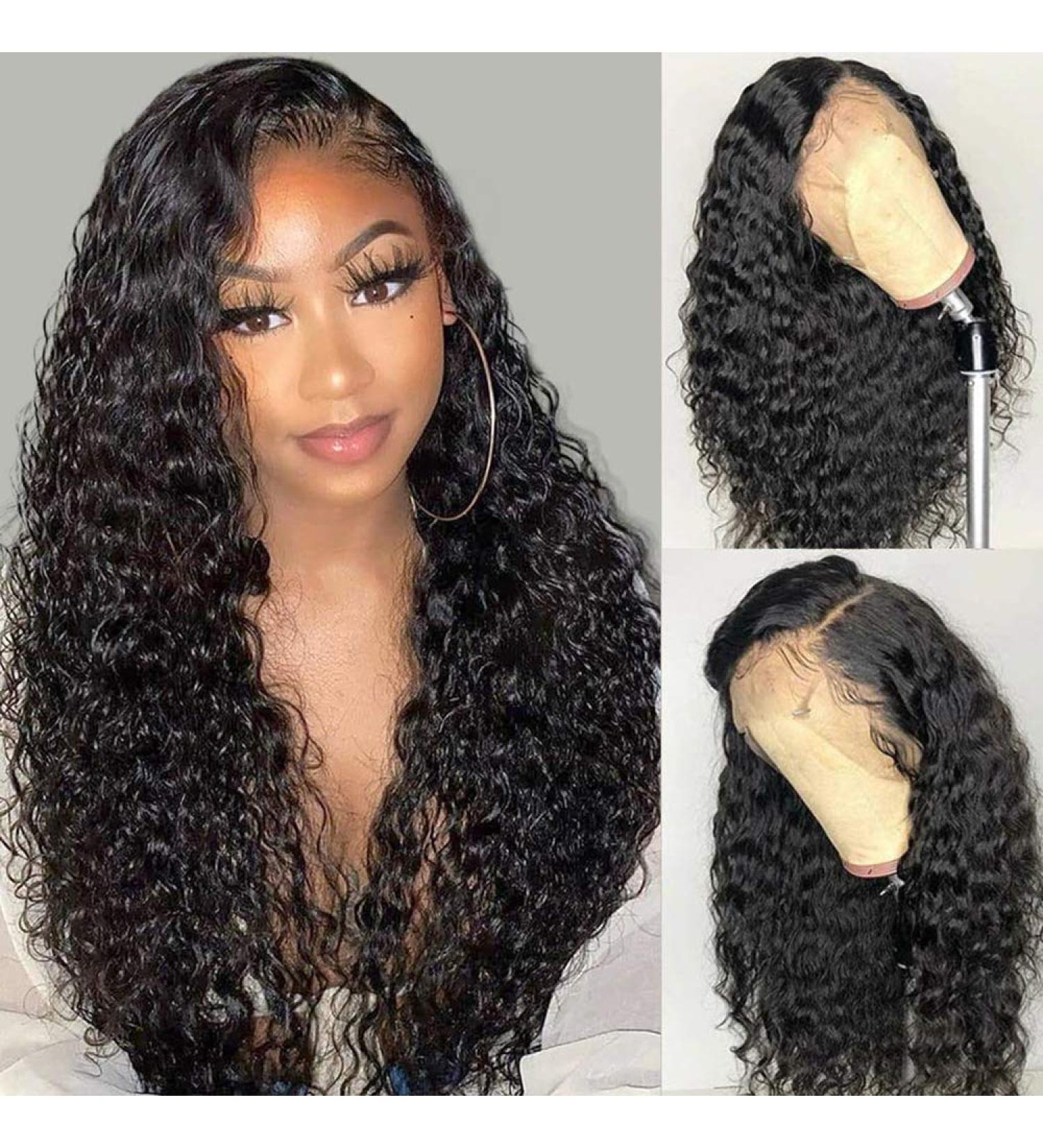 Buy 20 Curly Front Lace Wig - Remy Brazilian Human Hair 360 Pre-Plucked with Baby Hair - Natural Deep Curly Hair for Women - Buy Online on GoSupps.com