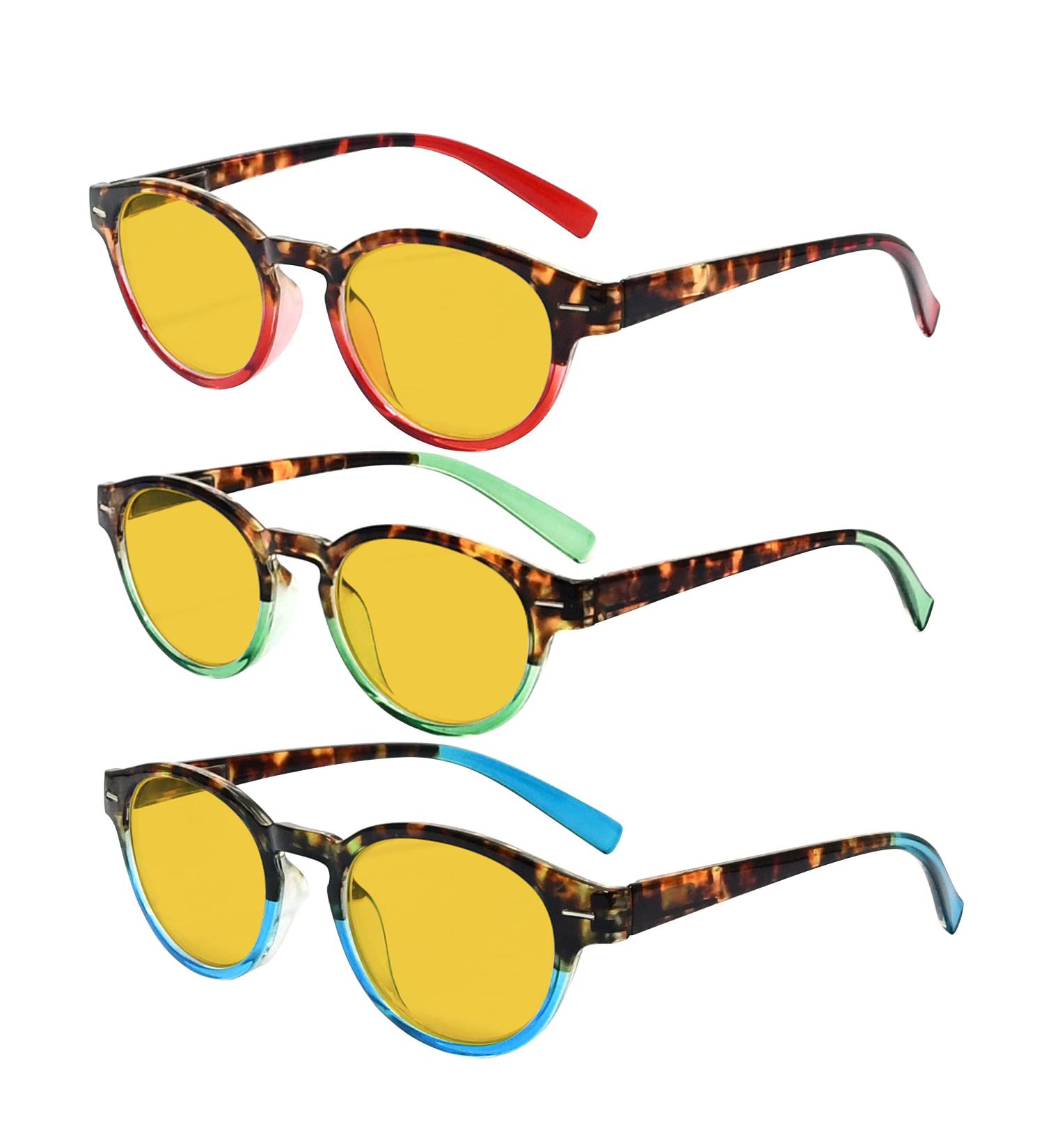 Eyekepper 3 Pack Round Blue Light Blocking Reading Glasses for Women - Stylish Amber Tinted +0.50 Strength Readers - Buy Online on GoSupps.com