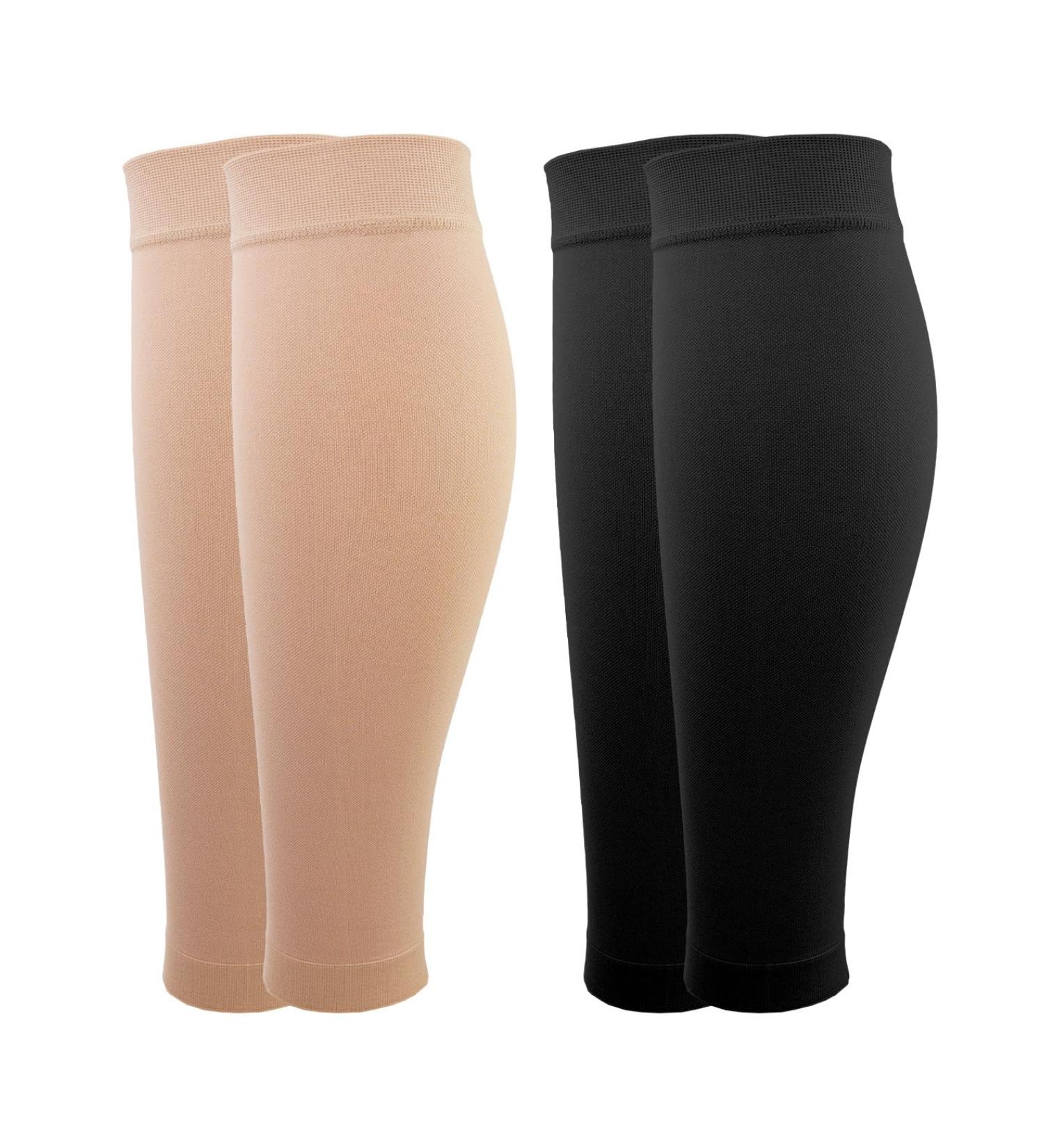 Medical Compression Stockings 20-30 mmHg for Men & Women | 2 Pairs Calf Support for Varicose Veins & Edema | Flight & Sport | 3XL Black & Beige - Buy Online on GoSupps.com