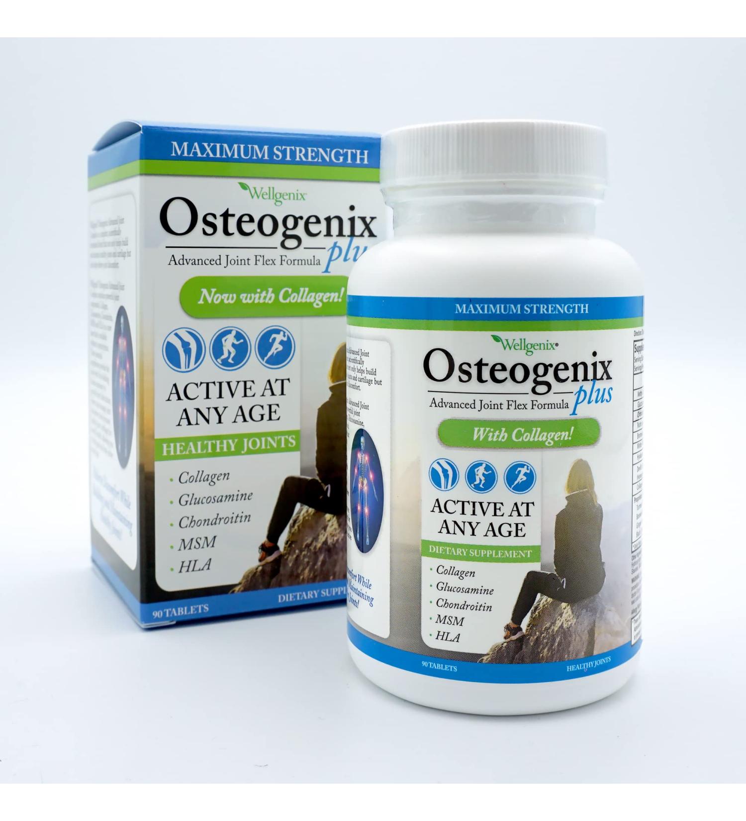 Osteogenix Plus Joint Flex Formula (90 ct) - Knee Supplement with Collagen II, Glucosamine, Chondroitin, MSM & HLA - Supports Lubrication & Discomfort - Men & Women - Buy Online on GoSupps.com