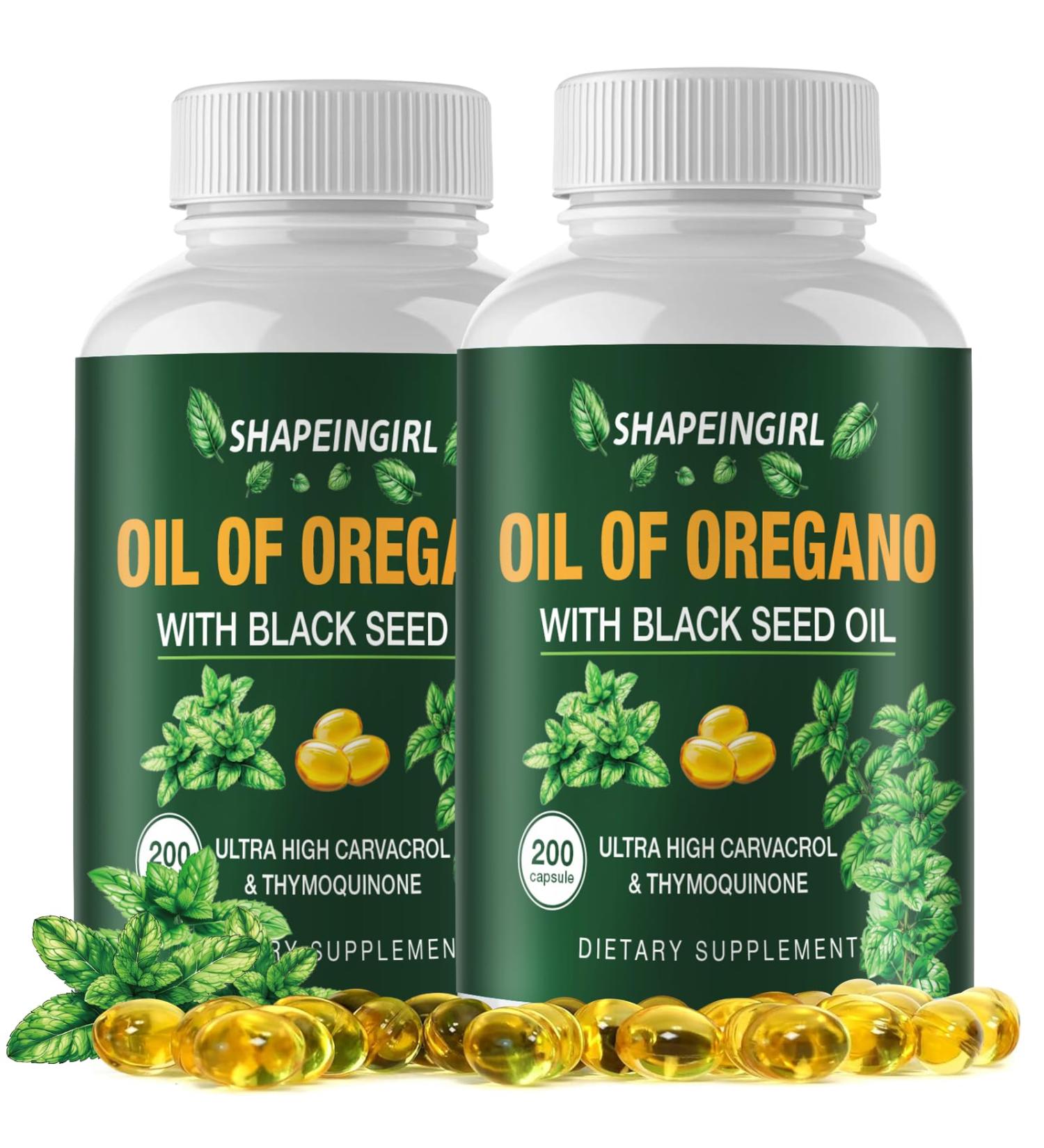Oil of Oregano with Black Seed Oil - Organic Oregano Oil Supplement, 400 Softgels High Potency Carvacrol & Thymoquinone, Non-GMO, Immune Support, Digestive Respiratory Health 200 Count (Pack of 2) - Buy Online on GoSupps.com