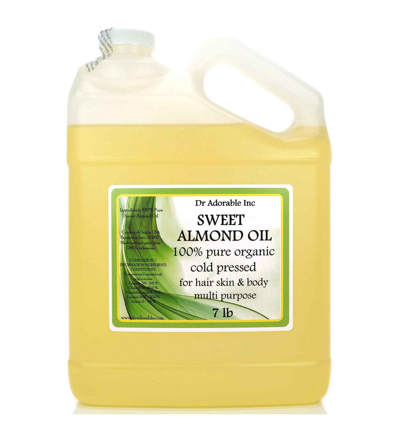 Dr Adorable 7 lb Sweet Almond Oil - 100% Pure Organic Cold Pressed - International Shipping Available - Buy Online on GoSupps.com
