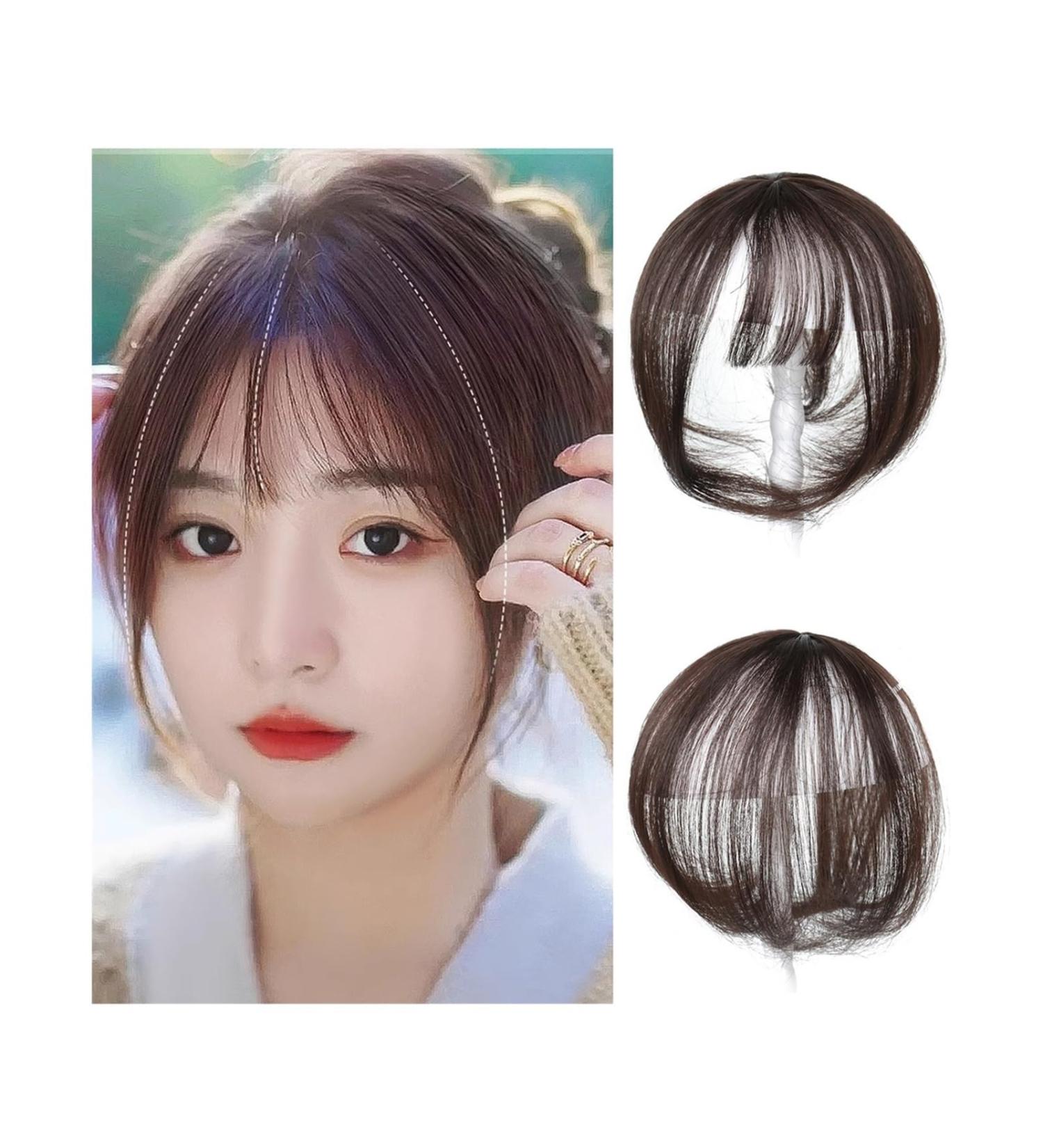 Bangs Hair Clip Clip In 3D Air Bangs Natural Looking Hair Bangs For Women Girls Two Piece Clip On Fringe Hair Extensions Part Wig Bangs Clip in Hair(Color:Light brown) 8inches Light brown - Buy Online on GoSupps.com