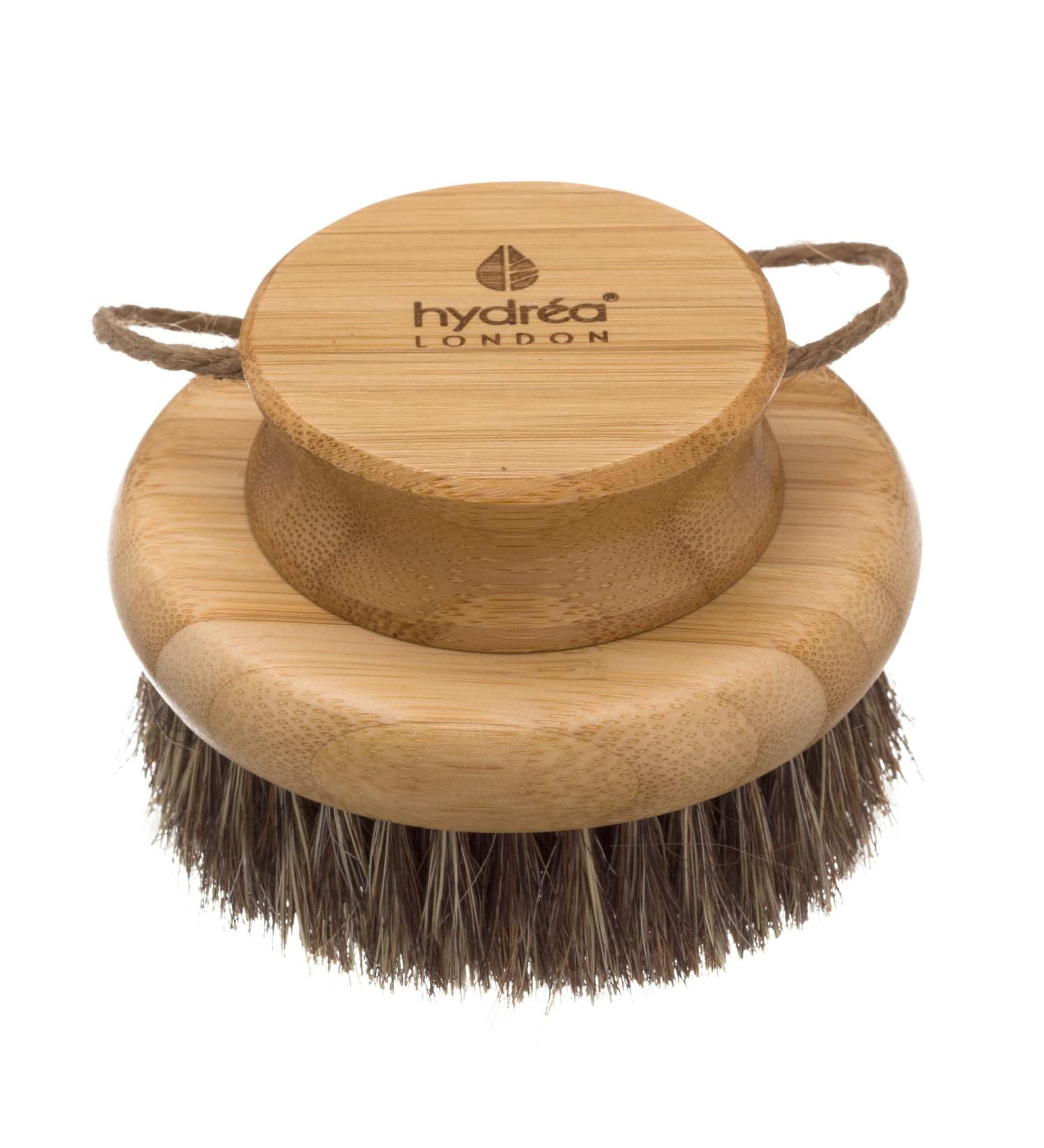Hydrea London Round Body Brush for Dry Brushing - Exfoliate, Remove Dead Skin, Reduce Cellulite - Natural Bristles for Lymphatic Drainage - Buy Online on GoSupps.com