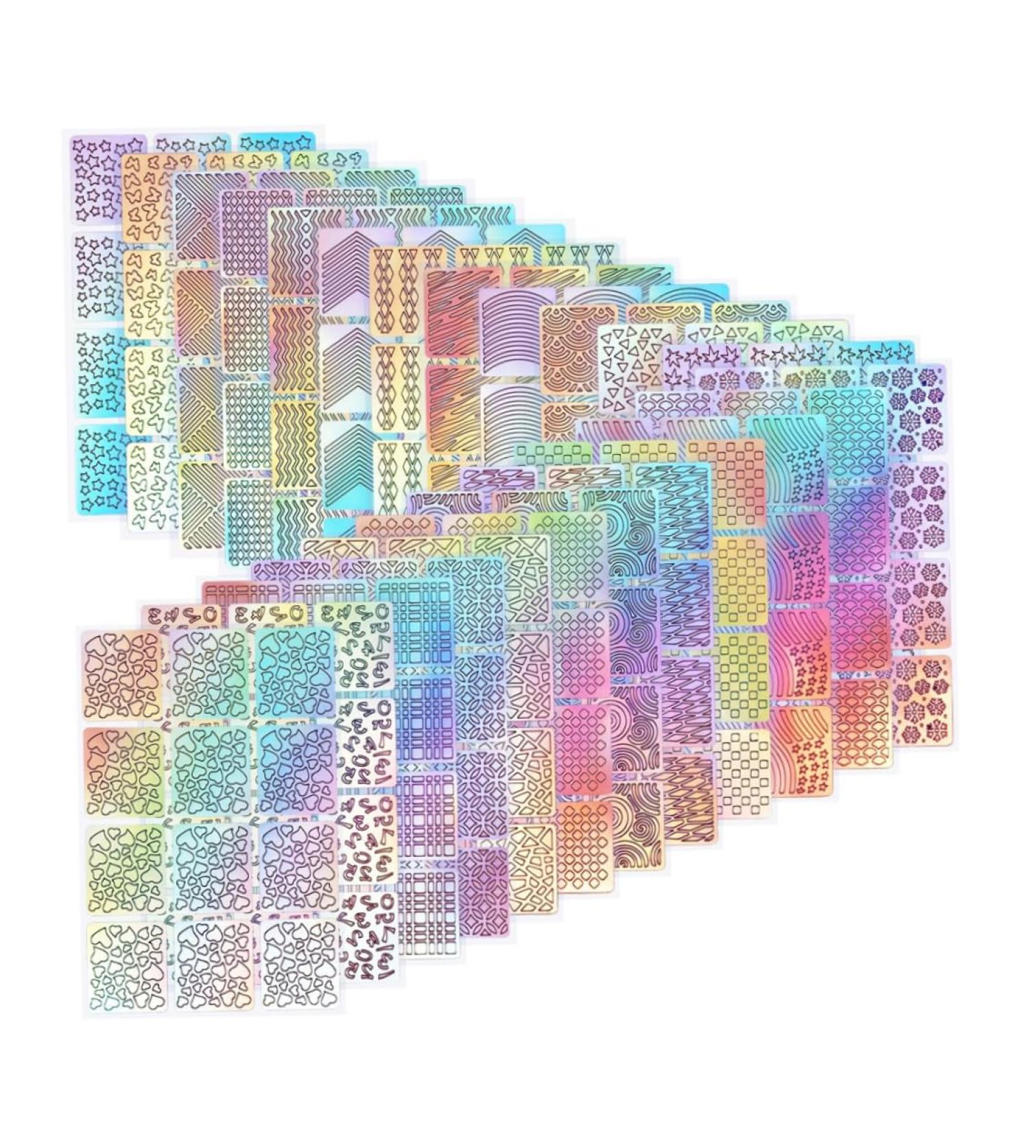 Nail Stencil Stickers Nail Vinyl Stencil Stickers Set Colorful Hollow Nail Art Decals DIY Manicure Decorations 24Sheet - Buy Online on GoSupps.com