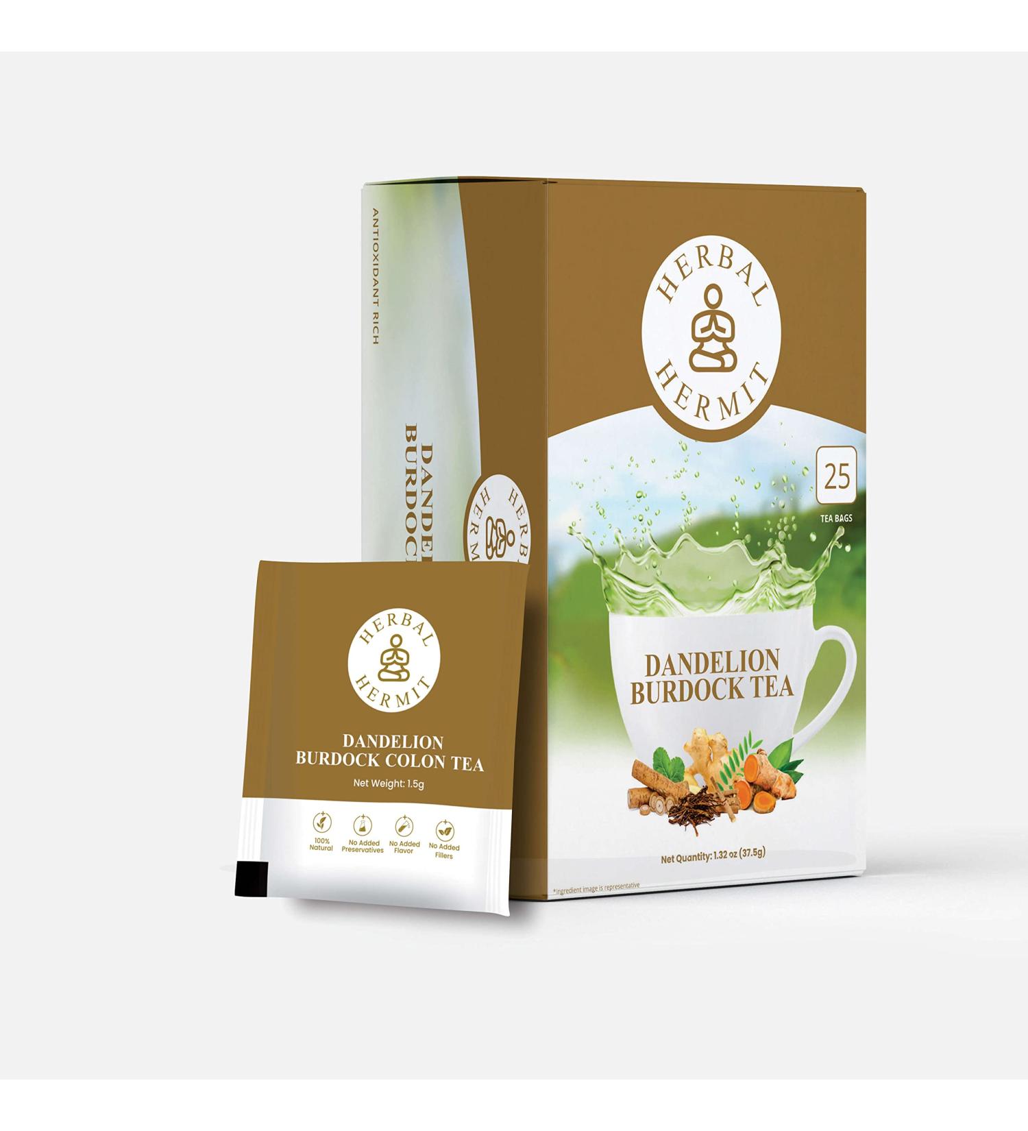 Dandelion Root Tea with Burdock & Ginger - Liver and Colon Cleanse (100 Tea Bags) - Buy Online on GoSupps.com
