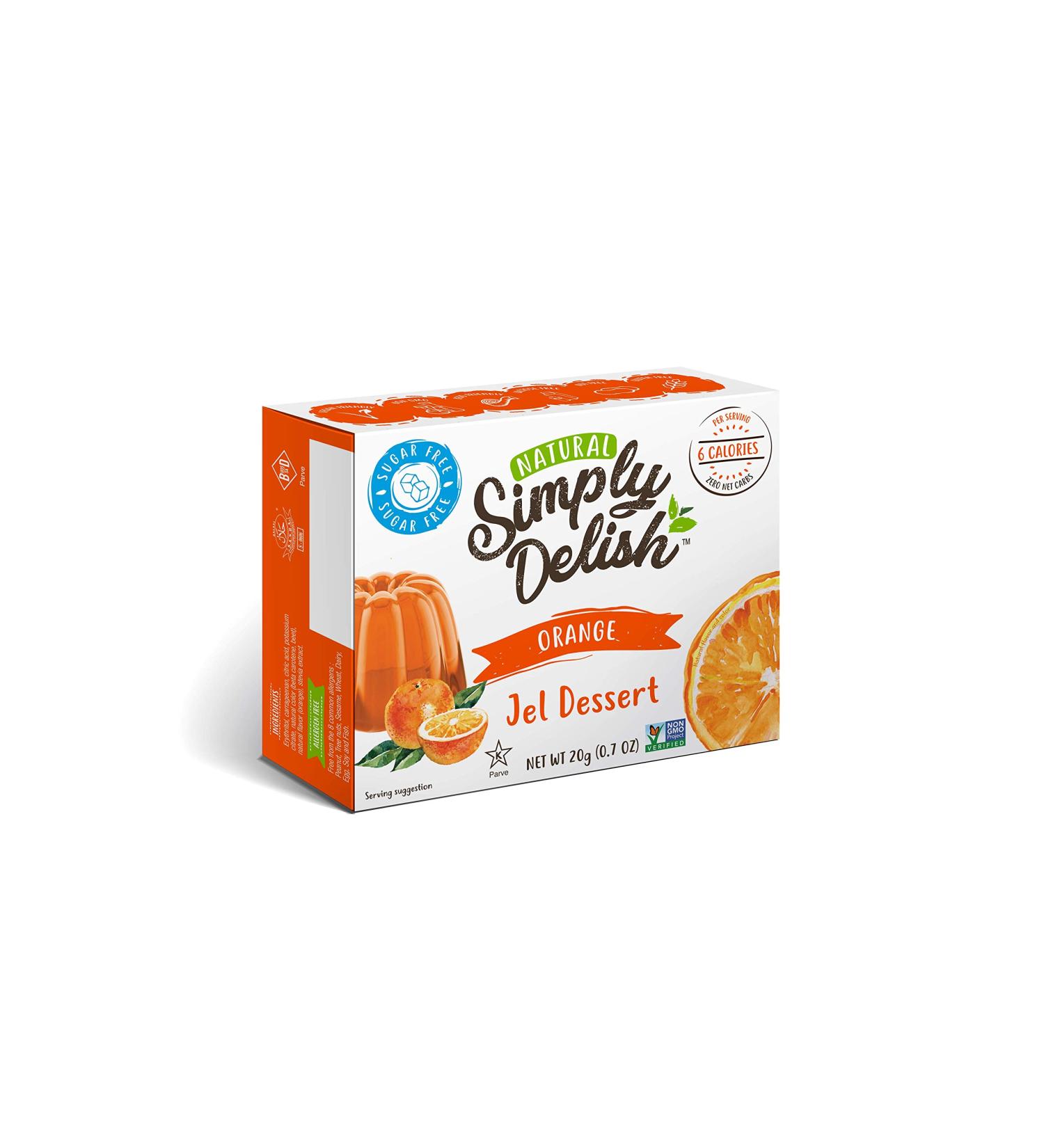  Simply Delish Simply Delish Natural Sugar Free Jelly Dessert - Vegan Gluten Free & Fat Free Orange Flavour - 24 Pack 20g Keto Candy - Buy Online on GoSupps.com