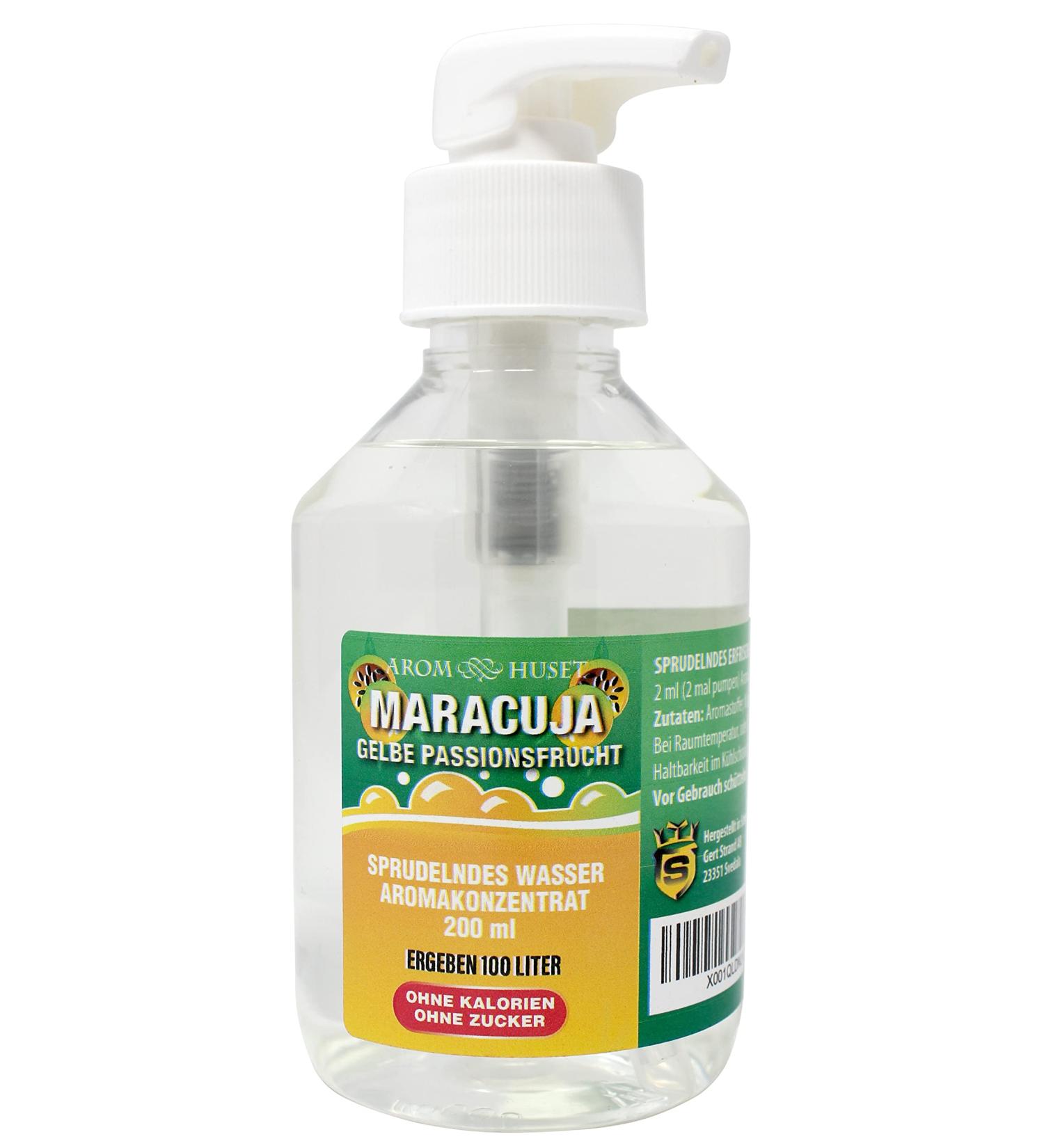  Aromhuset 200ml maracuja concentrate makes 100 liters of sparkling water | yellow passion fruit | for water carbonators | sugar-free | zero calories | highly concentrated flavor ratio: 1:500 - Buy Online on GoSupps.com