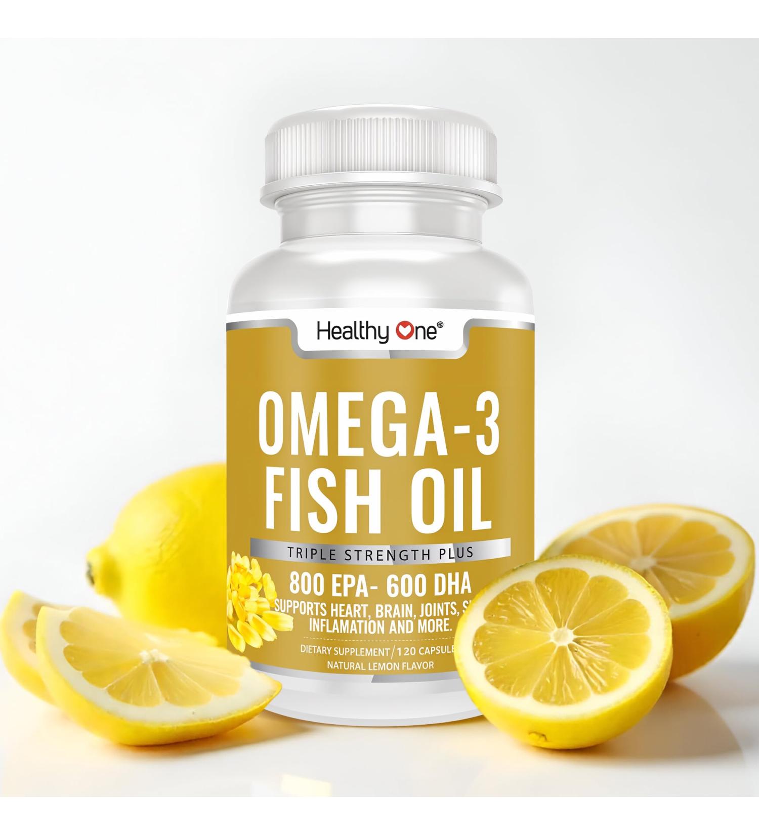 Omega 3 Fish Oil 2000mg - 1400mg EPA & DHA Fatty Acids - Cholesterol - LDL HDL - Blood Pressure - Circulation - Heart Health - Triple Distilled No Fillers or Mercury - Real Lemon Flavor - 120 Softgels 120 Count (Pack of 1) - Buy Online on GoSupps.com