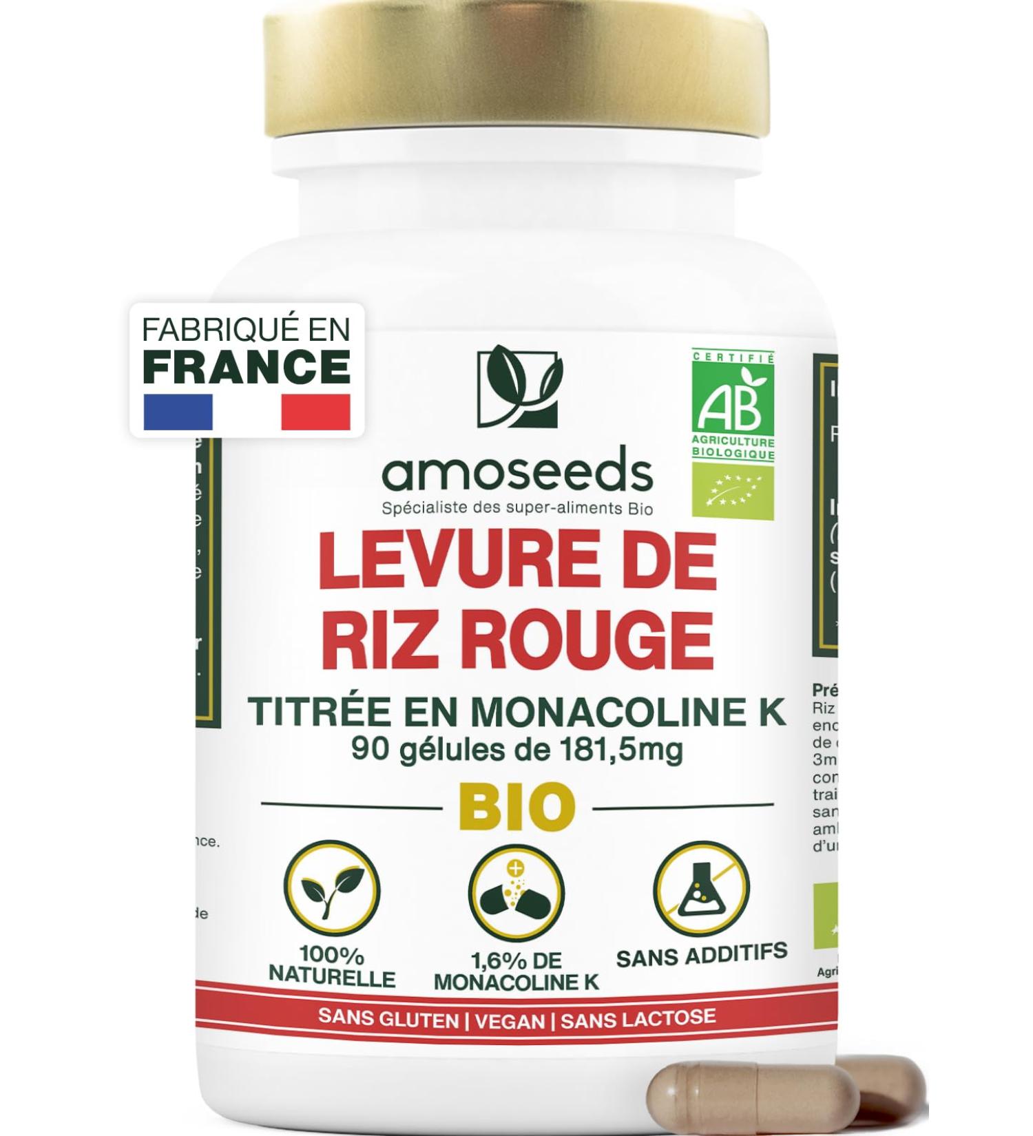 Organic Red Rice Yeast | 2.9mg Monacolin K per capsule | 181.50mg | 90 Vegan Capsules | Made in France | Superior Quality - Buy Online on GoSupps.com