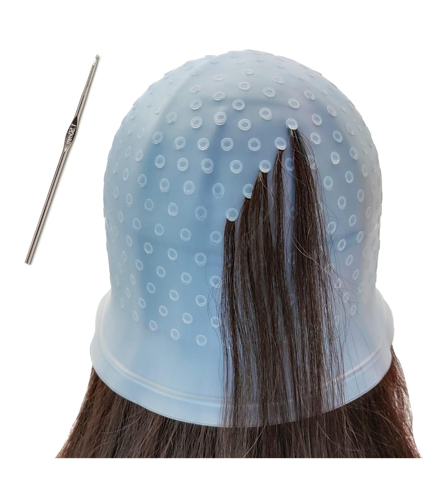 Highlights Cap with Pre Cut Holes Silicone Hair Highlighting Cap for Hair Highlights Dye Cap No Leakage Reusable Highlight Cap Streaking Cap Pre Pierced (Blue) - Buy Online on GoSupps.com