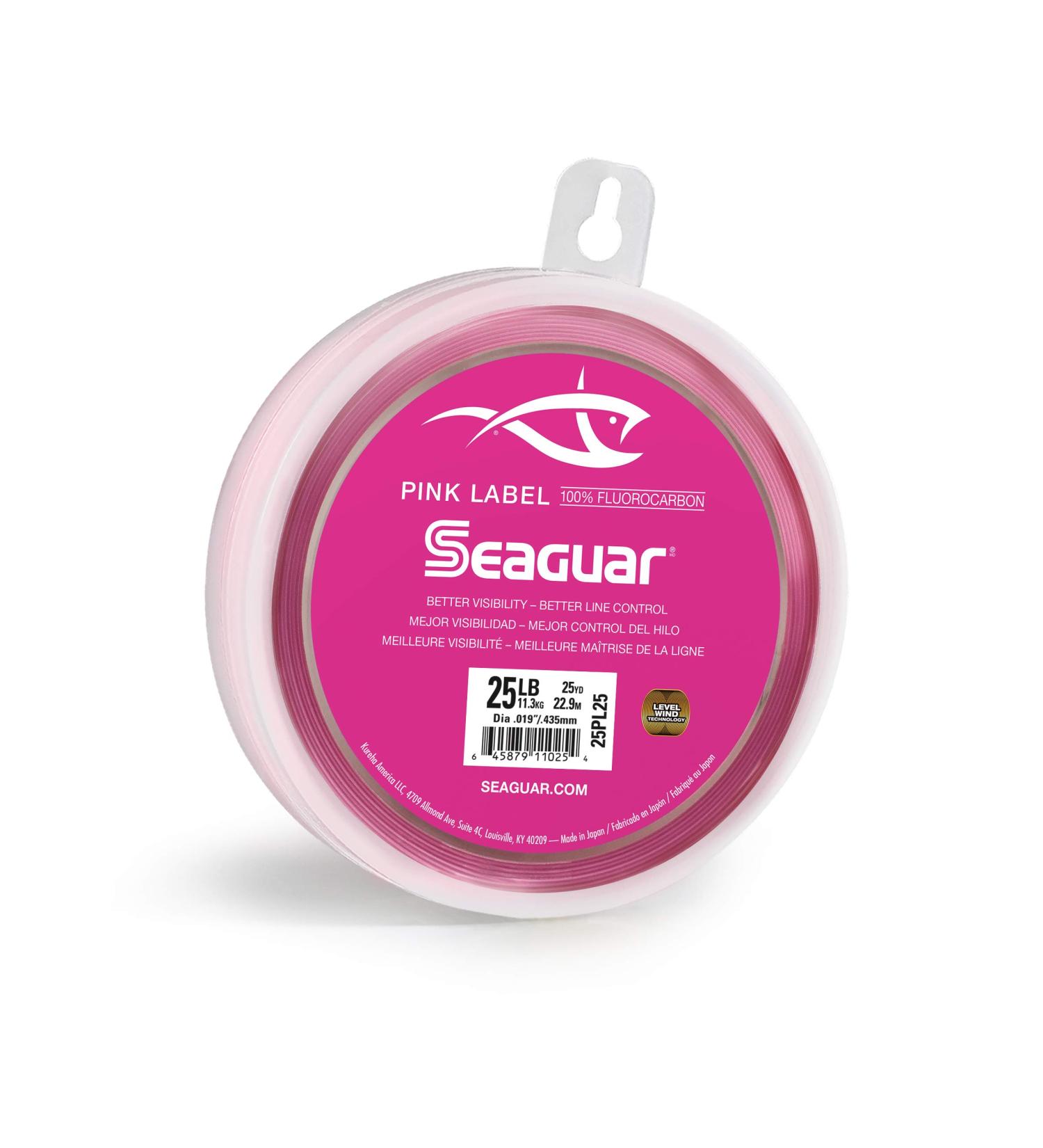 Seaguar Pink Label Fluorocarbon Fishing Leader Line, 100% Fluorocarbon, Minimal Stretch, Excellent Abrasion Resistance and Strength 20 lb./25 yd.