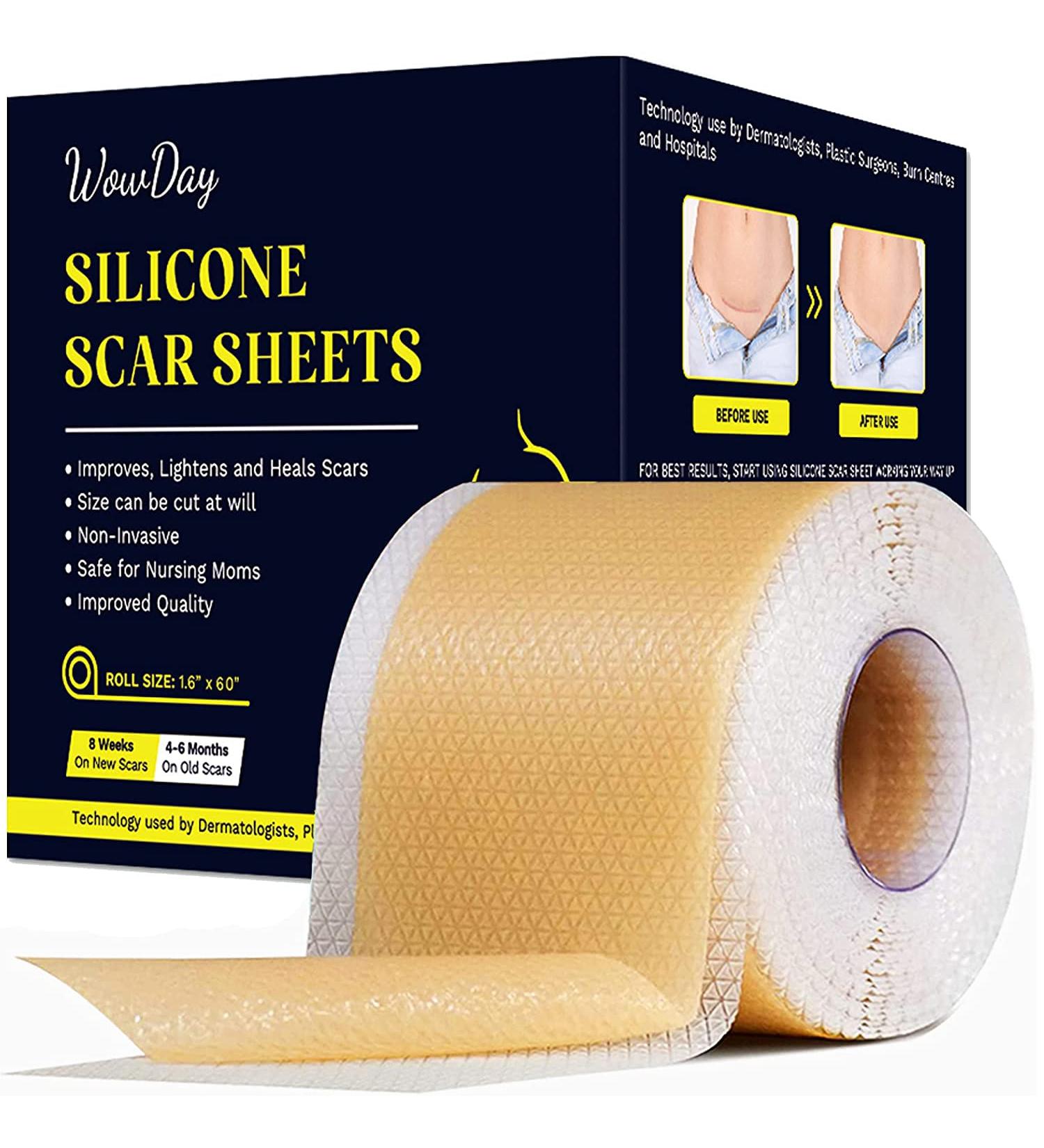 Professional Grade Silicone Scar Sheets 1.6x60 Inch - Medical Grade Silicone Scar Removal Tape for C-Section Surgery, Burns, Keloids - Healing & Treatment Strips - Pack of 1 - Buy Online on GoSupps.com