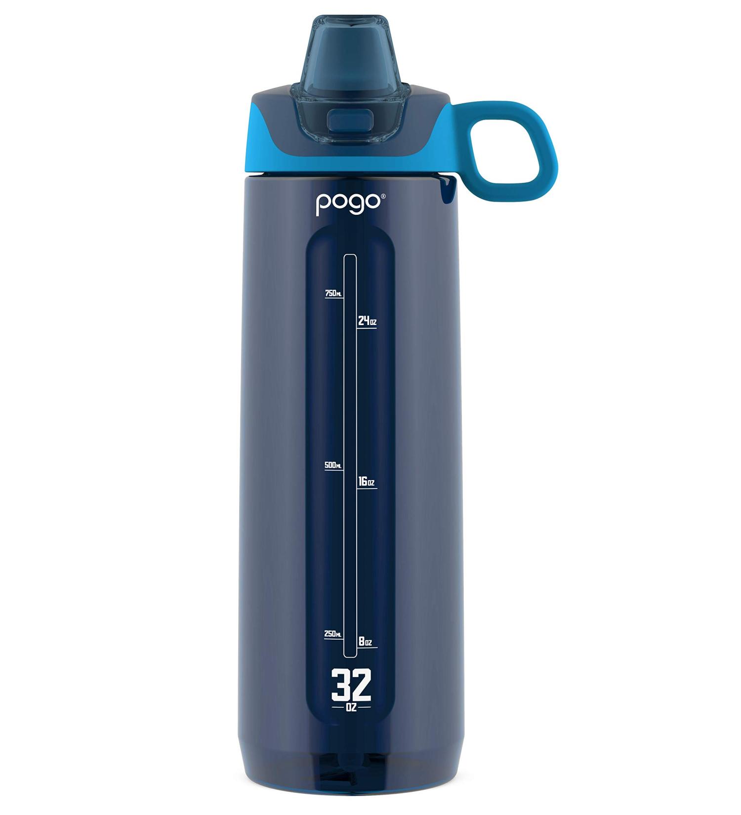 Pogo Active 32 oz Academy Navy Water Bottle | BPA-Free Tritan Plastic | Leak-Proof with Soft Straw - Buy Online on GoSupps.com