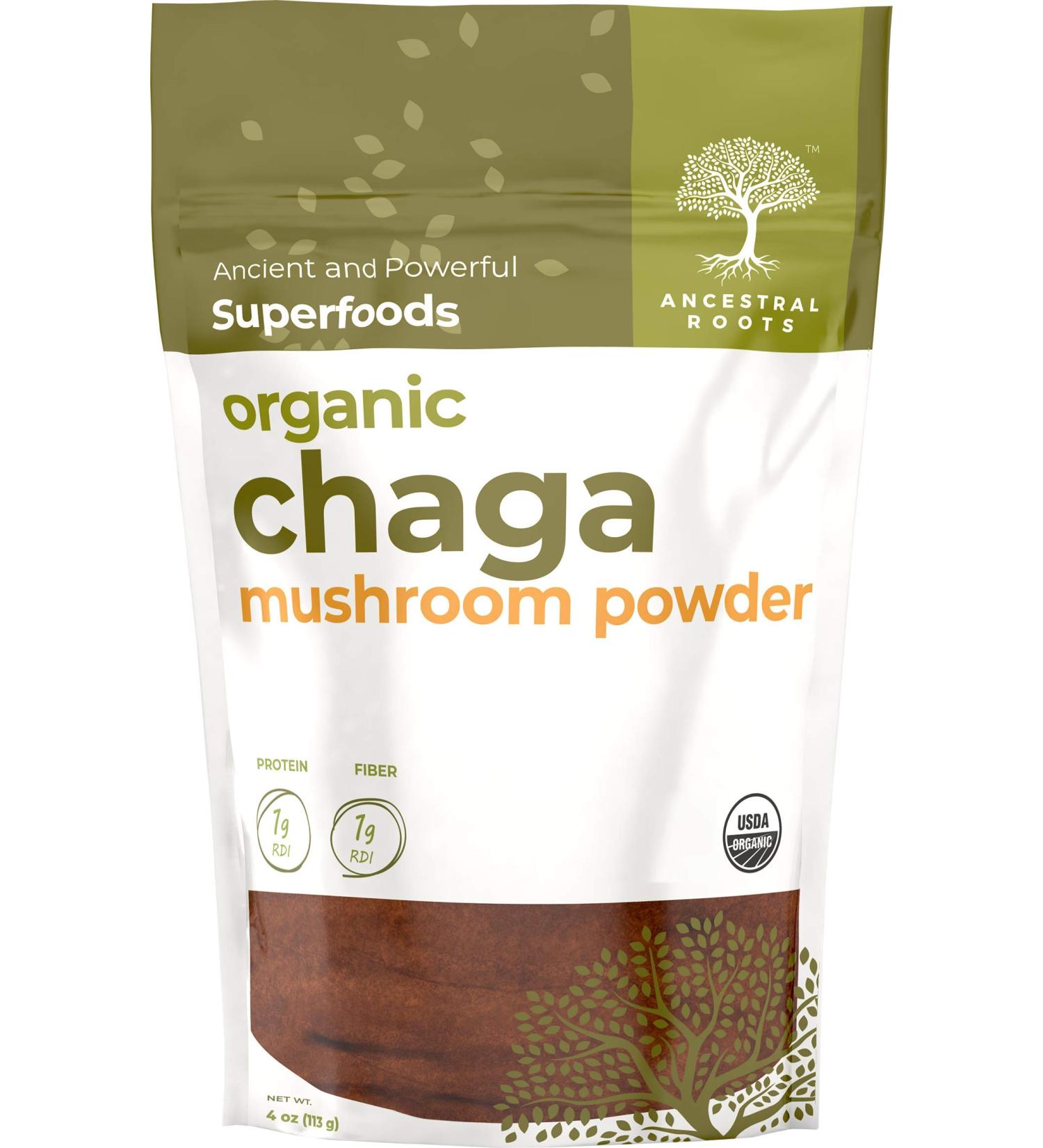 Organic Chaga Mushroom Powder - 100% Pure USDA Certified 4oz - Buy Online on GoSupps.com