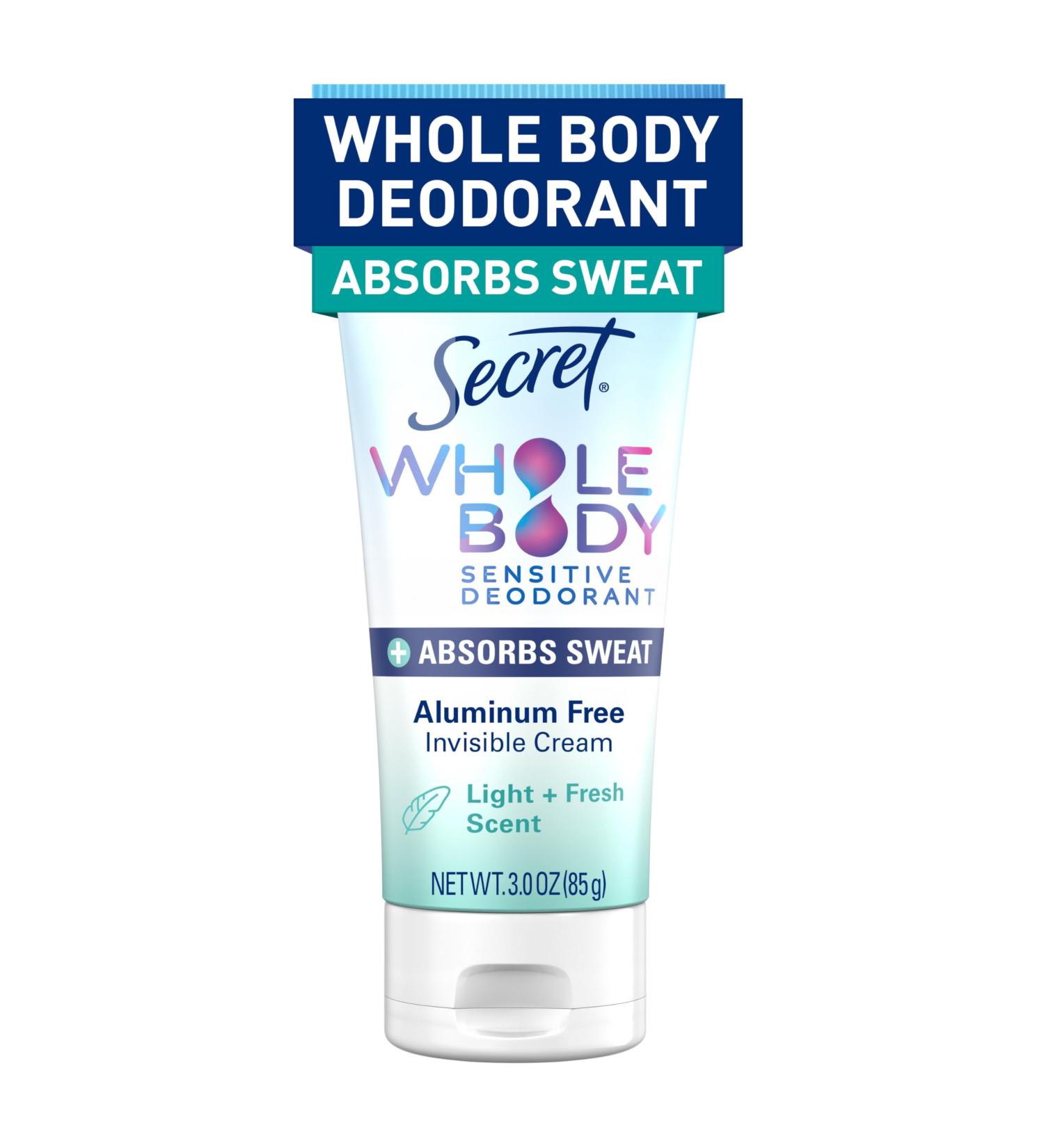 Secret Whole Body Deodorant Dry Feel Cream + Absorbs Sweat for Women Light & Fresh Scent Aluminum Free Deodorant 72 HR Odor Protection 3.0 oz - Buy Online on GoSupps.com