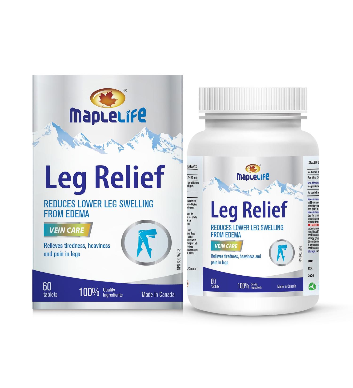 MapleLife Nutrition Leg Relief 360 mg Vein Care - Reduces Lower Leg Swelling from Edema Relieves Tiredness Heavy Legs and Leg Pain Enhance Blood Circulation - Red Vine Leaf Extract 60 Tablets - Buy Online on GoSupps.com