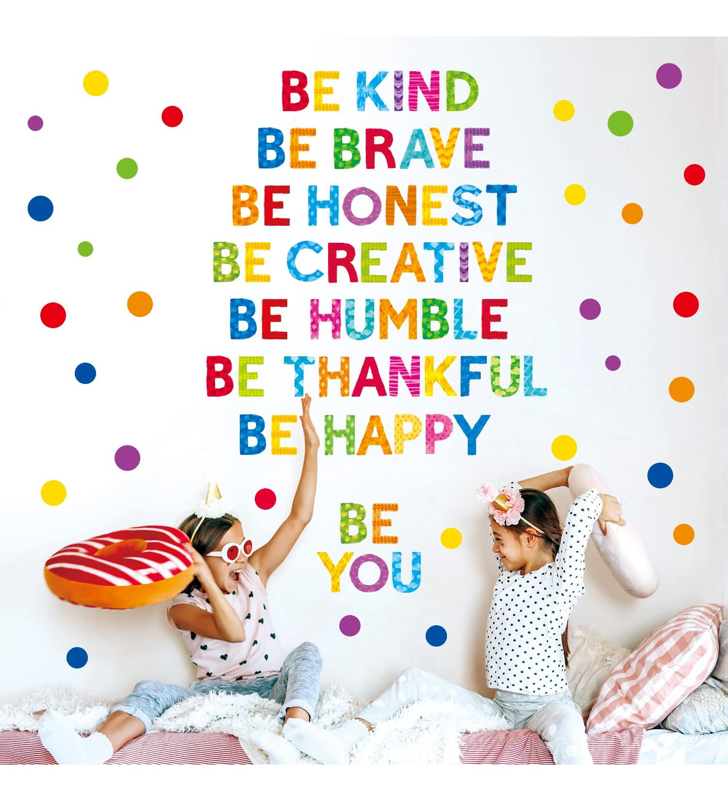 DECOWALL SG-2204 Be Kind Wall Stickers kids decal nursery decor peel and stick removable alphabet art girl room quotes baby dots colorful playroom inspirational words lettering art classroom party - Buy Online on GoSupps.com