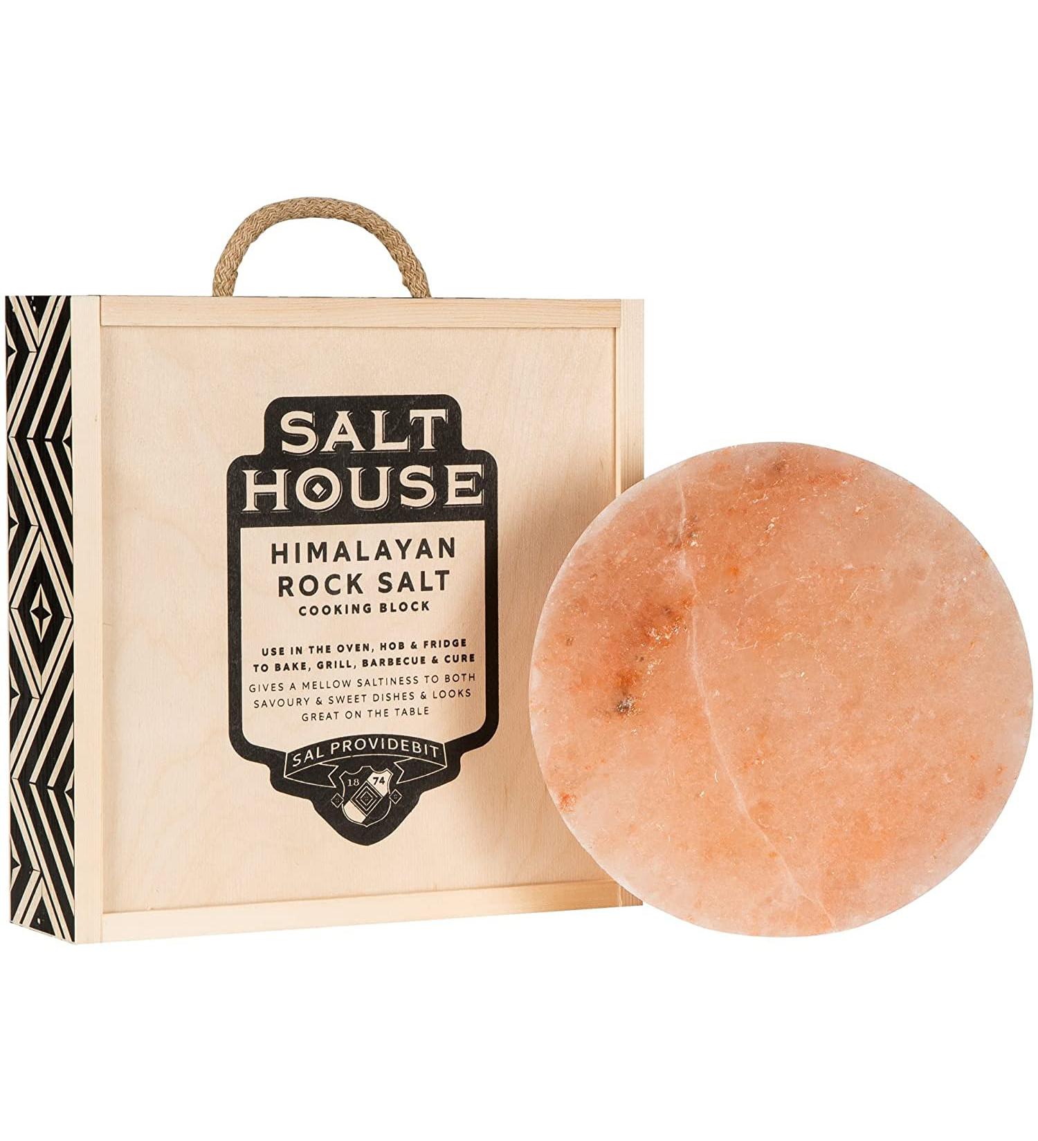 Himalayan Pink Salt Cooking Block in Presentation Gift Box with Cooking Guide Round 20 x 5 CM - Buy Online on GoSupps.com
