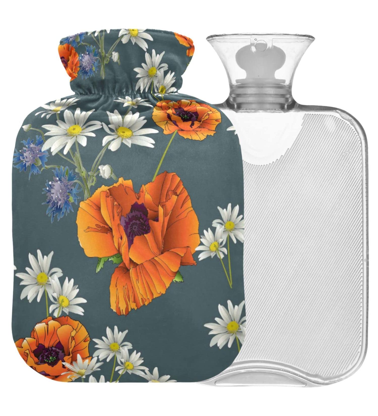 Buy NAANLE Vintage Goose Transparent Hot Water Bottle - 2L for Menstrual Cramps Pain Relief & Heat Therapy - Flower Poppy Design - Buy Online on GoSupps.com