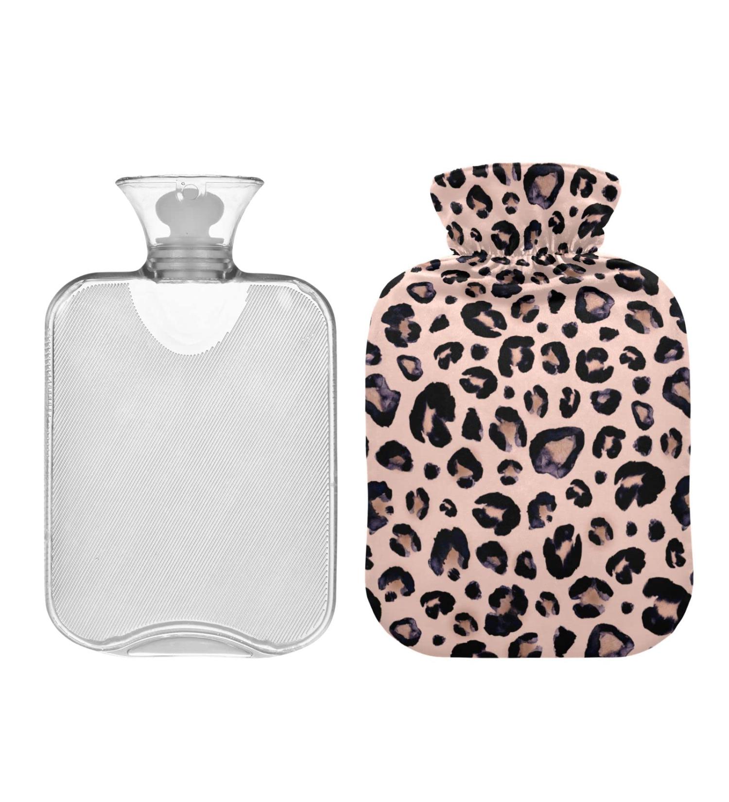 Leopard Pink Hot Water Bottle 2L with Cover Pain Relief & Hand Feet Warmer for Winter | International Shipping - Buy Online on GoSupps.com