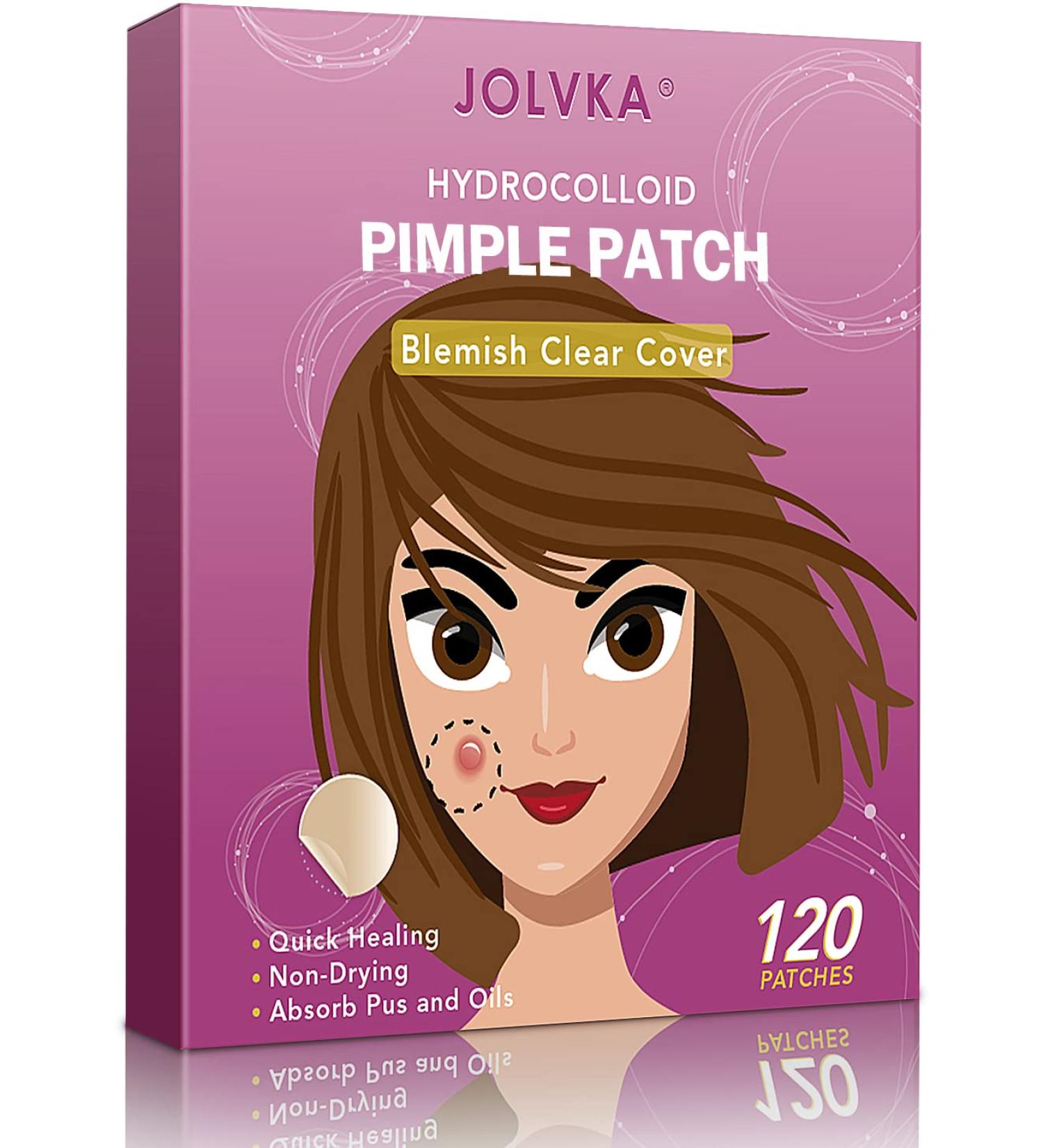 JOLVKA Acne Pimple Patch - 120 Hydrocolloid Plasters for Acne & Pimples - Effective Spot Treatment - Buy Online on GoSupps.com