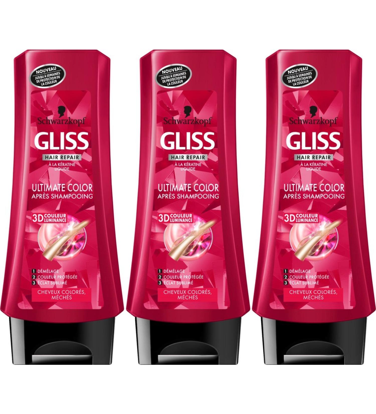 Schwarzkopf - Gliss - Conditioner - Ultimate Color Colored/Highlighted Hair 200 ml Bottle - Pack of 3