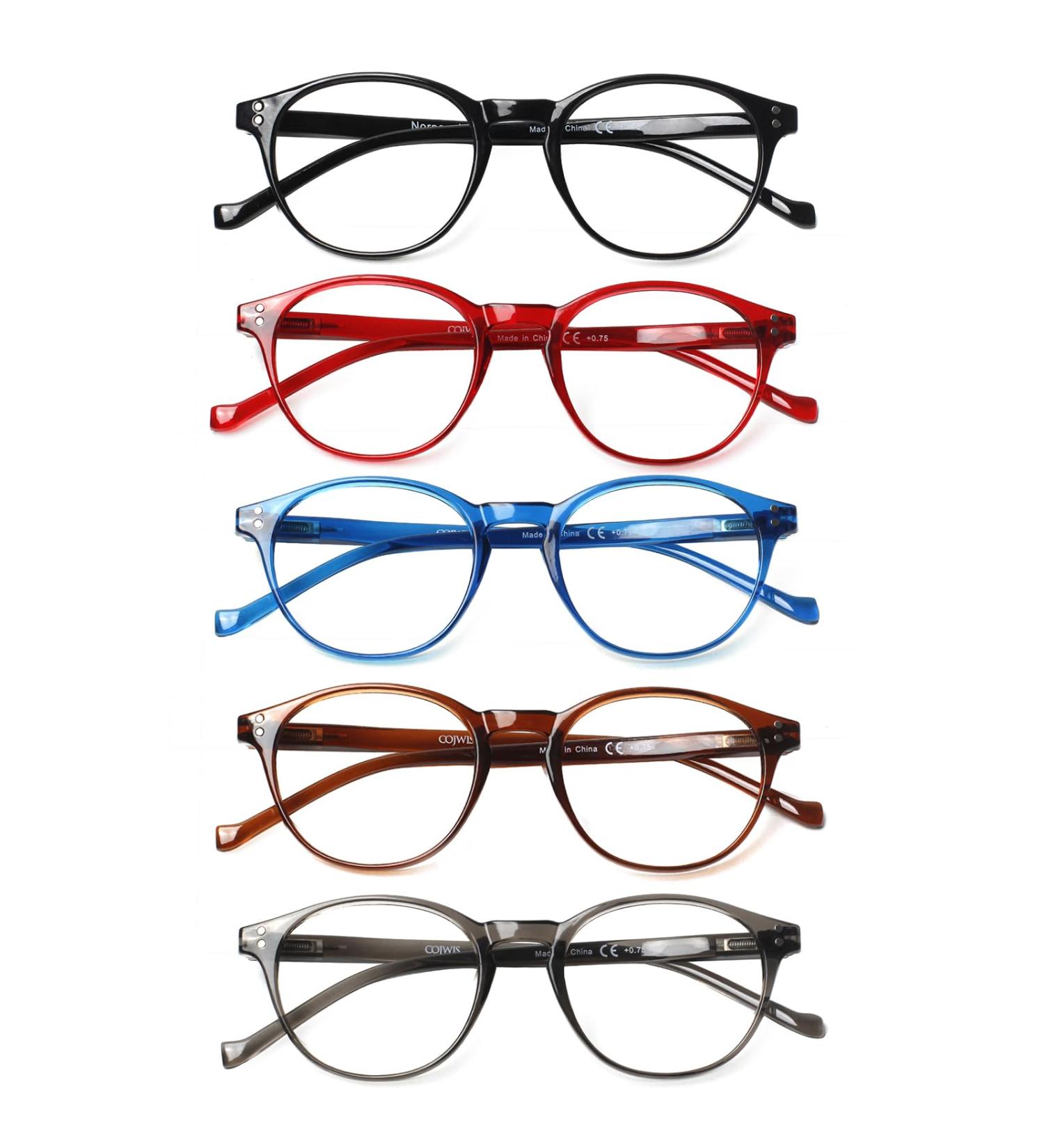 COJWIS 5 Pack Reading Glasses with Blue Light Filter | Anti-Tiredness UV Protection for Men & Women | Spring Frame 1.25X Magnification - Buy Online on GoSupps.com