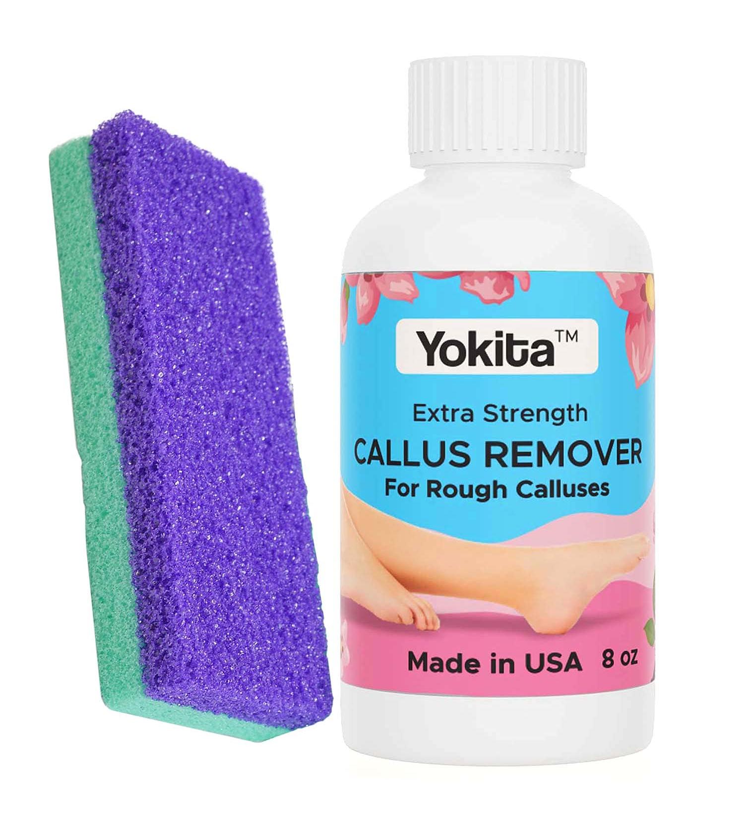 Yokita Professional Callus Remover Gel & Pumice Pad Scrubber Kit - 8oz Bottle - Remove Hard Skin and Calluses Effortlessly from Feet - Buy Online on GoSupps.com