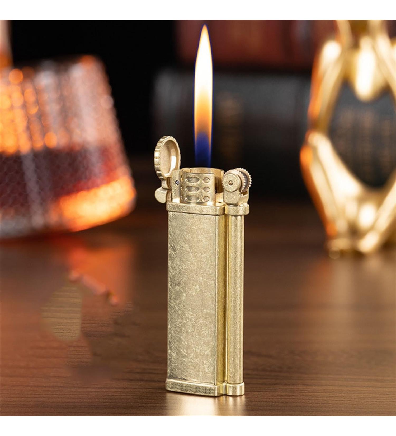 Portable Metal Soft Flame Lighter Vintage Grinding Wheel Ignition Butane Lighter Adjustable Flame Refillable and Reusable Suitable for BBQ Candles Indoor Camping Best Gift for Men (Butane Not I - Buy Online on GoSupps.com