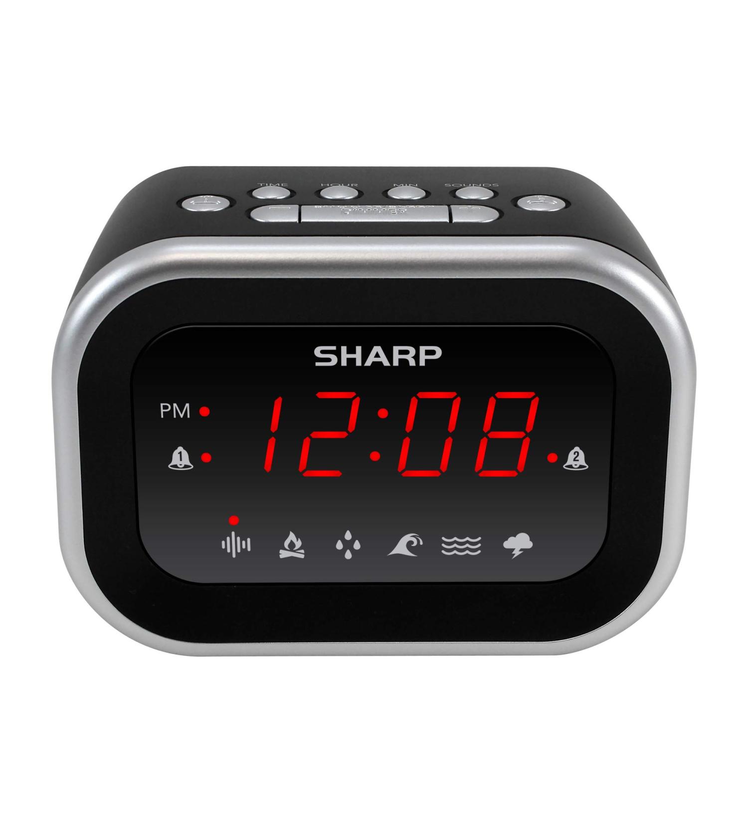 SHARP Dual Alarm Clock Sound Machine with 6 Relaxing Sounds - White Noise, Campfire, Rain, Ocean, Brook, Thunderstorm | Easy-to-Use, Red LED Display - Buy Online on GoSupps.com