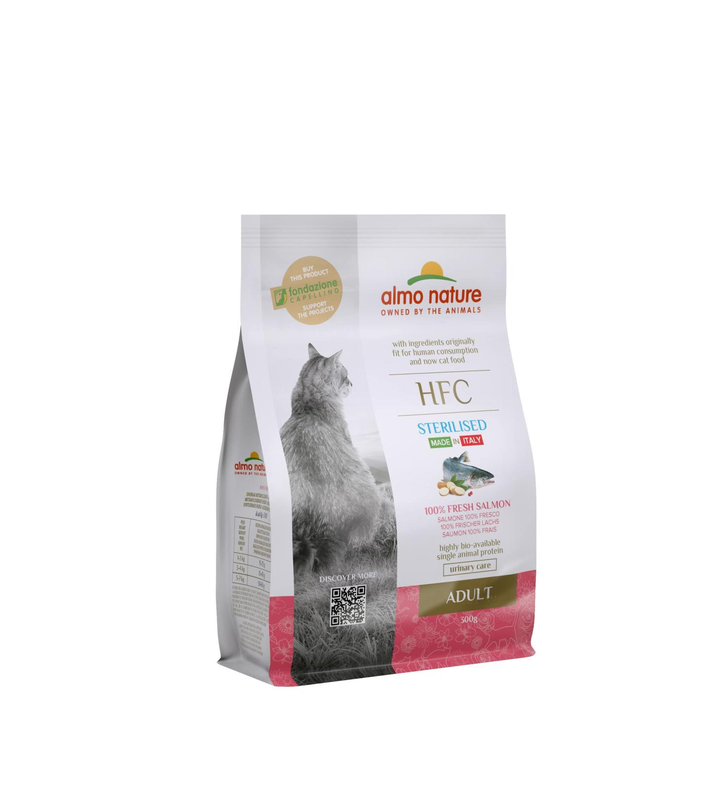 Almo Nature HFC Adult Sterilized Cat Food - Dry Salmon 300g | Premium Quality Fresh Ingredients - Buy Online on GoSupps.com