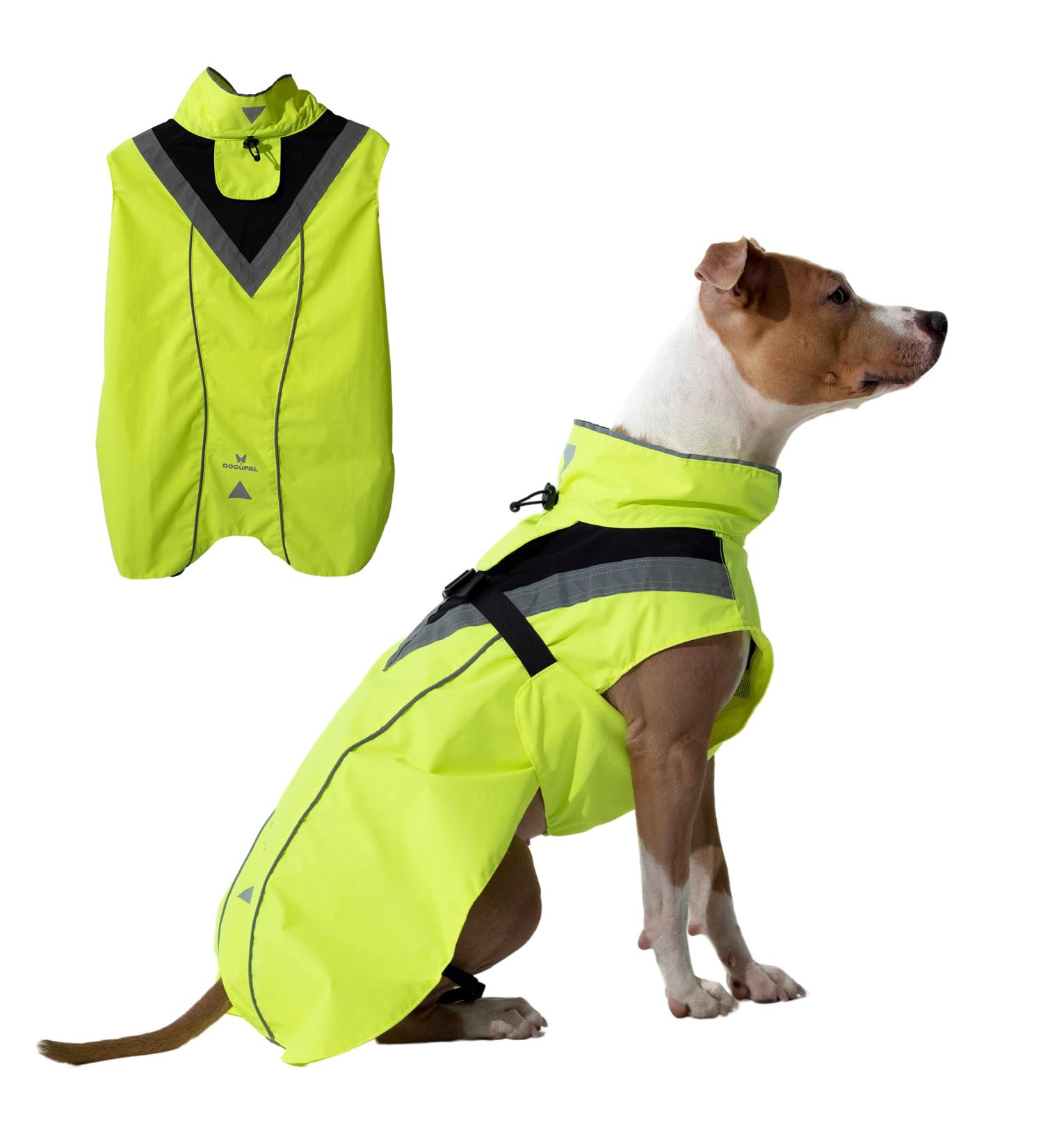Dogopal Waterproof Dog Raincoat Yellow Reflective Jacket for Small & Large Dogs | Breathable Mesh Rain Protection - Buy Online on GoSupps.com