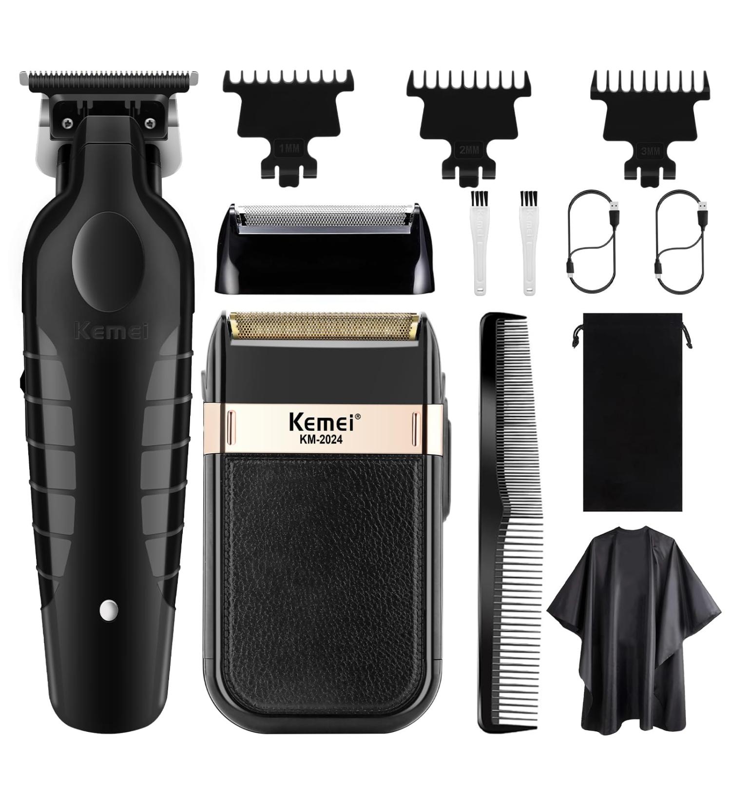 KEMEI Professional Hair Clippers and Foil Shavers Set Electric Hair Clippers for Men Cordless Men's Electric Shavers T Blade Zero Gapped Hair Trimmer Rechargeable Detailer Trimmer Electric Razor - Buy Online on GoSupps.com