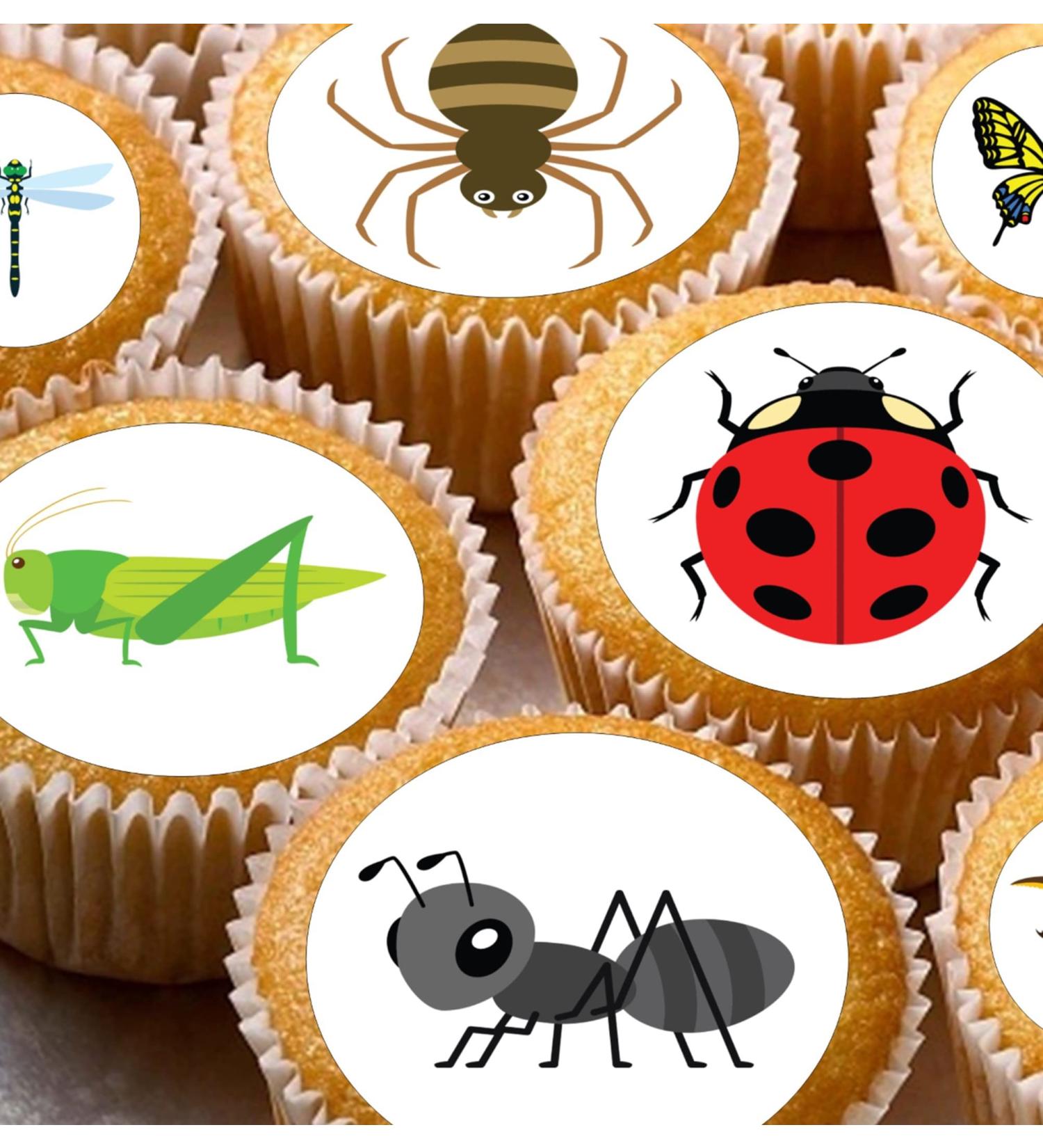 24 edible PRE CUT Insect insects bugs kids childrens party decoration cupcake toppers on wafer rice paper - Buy Online on GoSupps.com