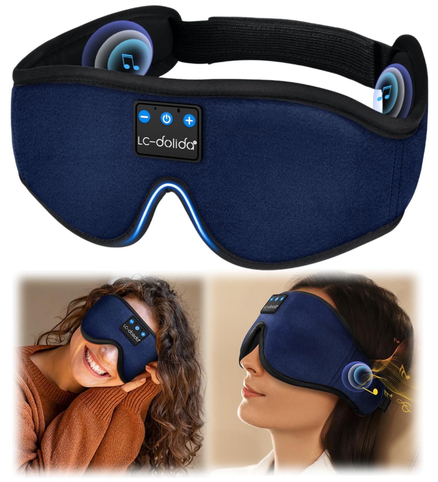 LC-Dolida Silk Sleep Mask for Side Sleepers - 100% Light-Blocking Bluetooth Eye Mask with Headphones for Travel Naps Yoga & Meditation | Ice Mask Blue - Buy Online on GoSupps.com