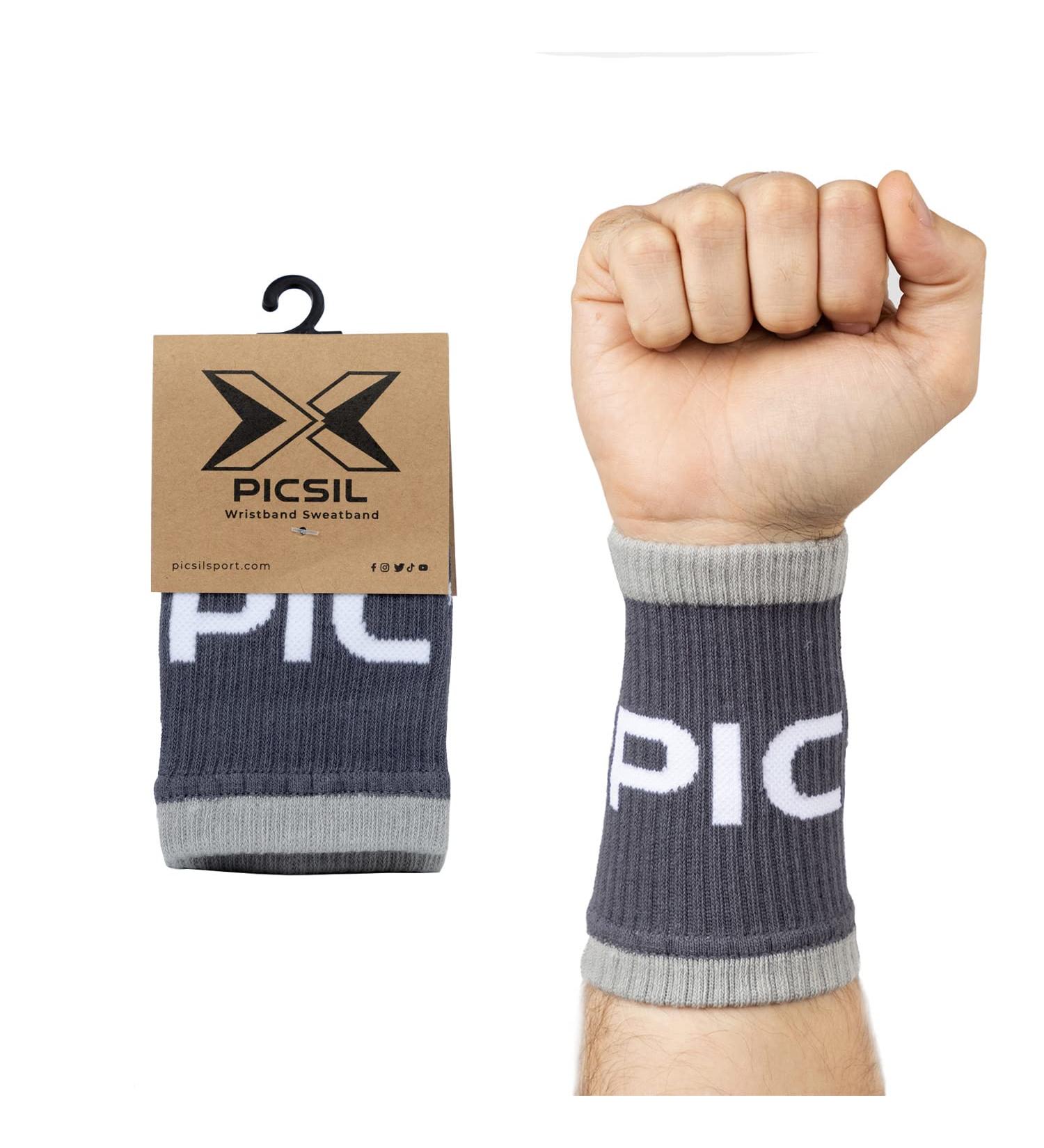 PICSIL Cotton Wrist Sweatbands - Absorbent & Stretchable Bands for Fitness & Tennis - Anti-Chafing - 1 Pair Grey - Buy Online on GoSupps.com