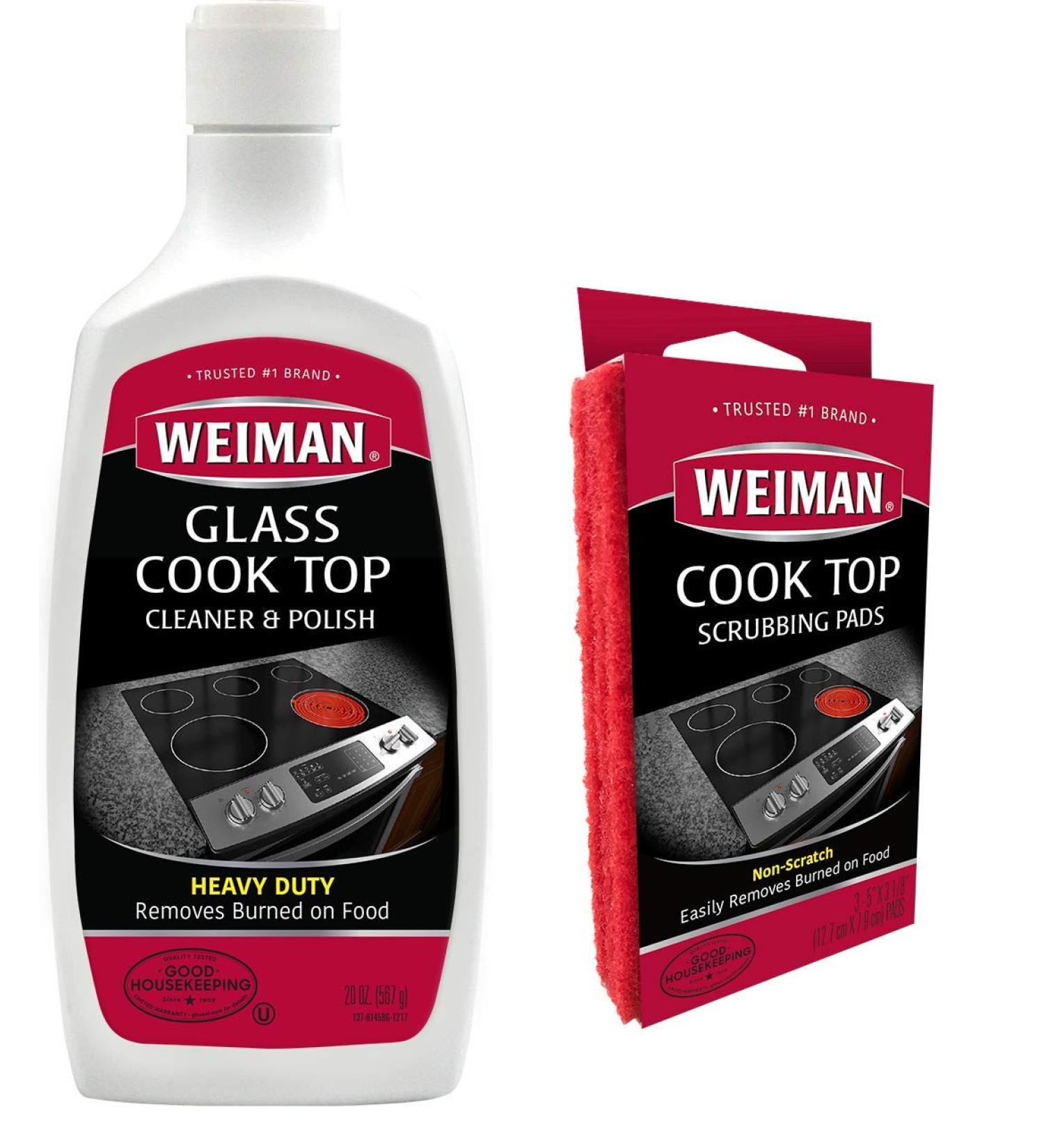 Weiman Ceramic and Glass Cooktop Cleaner and Polish - 20oz - Heavy Duty Scrubbing Pads - Shines and Protects Smooth Top Ranges - Buy Online on GoSupps.com