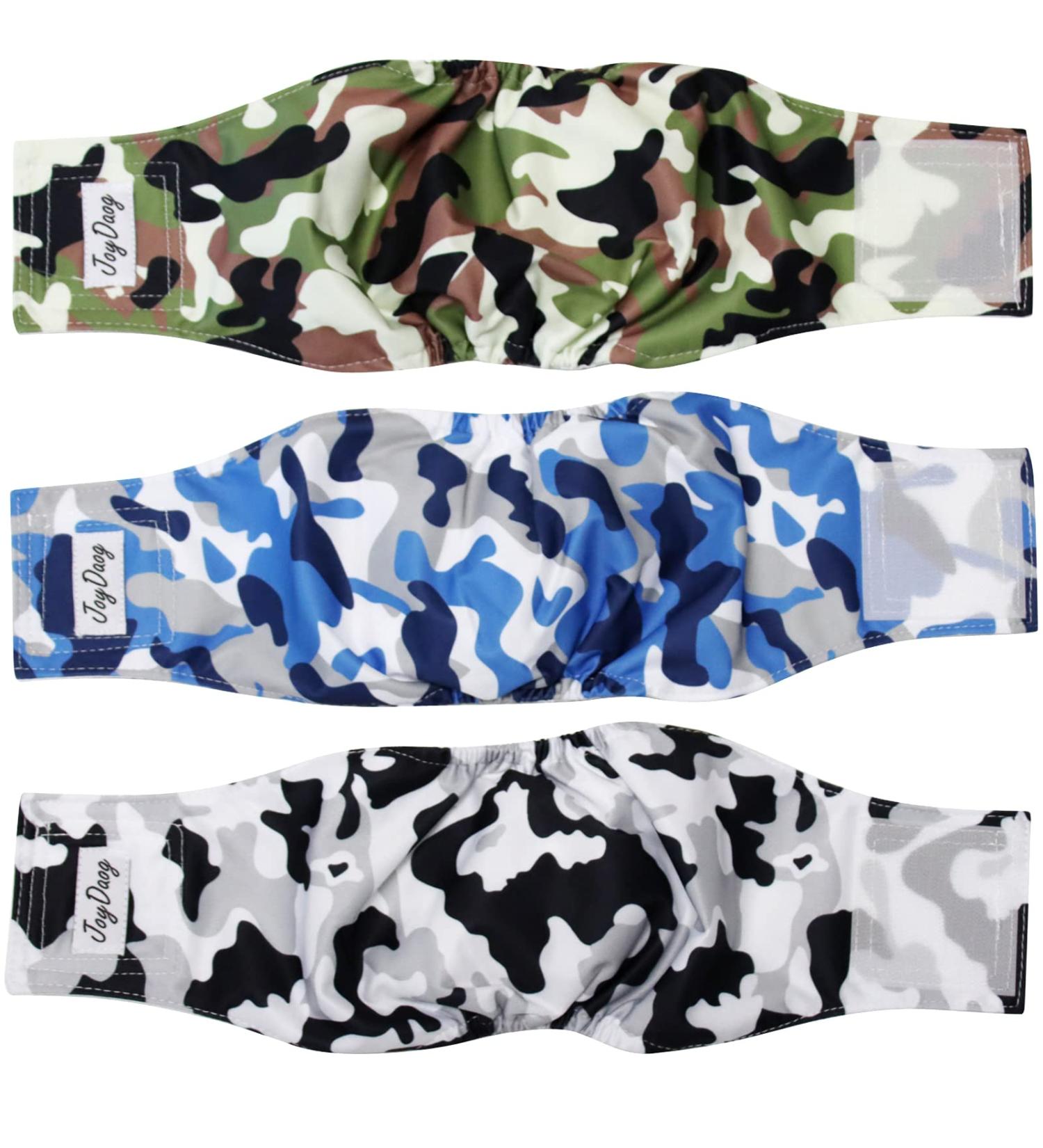 Joydaog Reusable Belly Bands for Medium Dogs - 3 High-Quality Washable Male Dog Diapers Camo L (16-20 Waist) - Buy Online on GoSupps.com