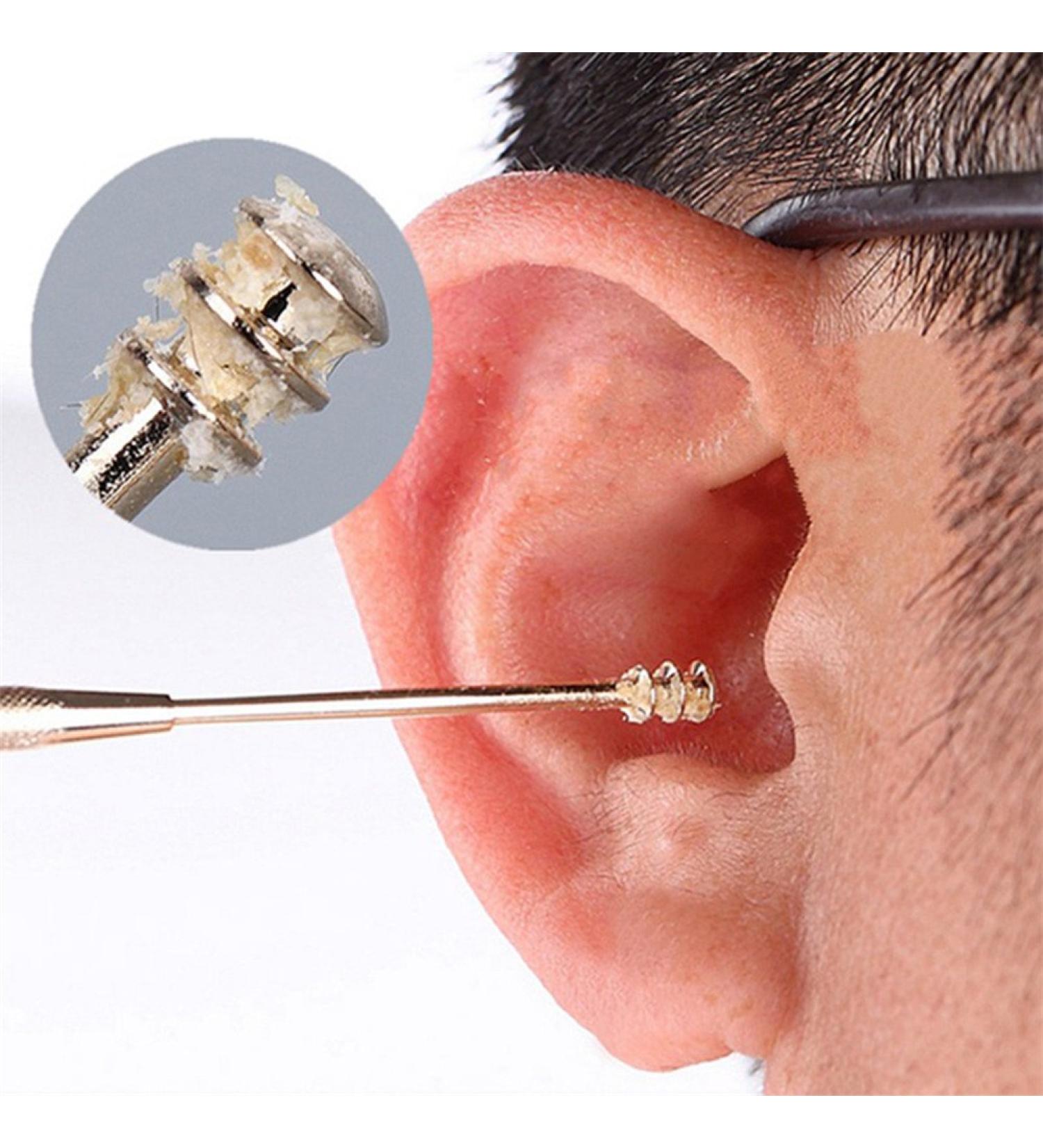 LALANG Double-Ended Stainless Steel Spiral Ear Pick Spoon Ear Wax Removal Cleaner Ear Care Beauty Tool Kit Multifunction Portable (Silvery)