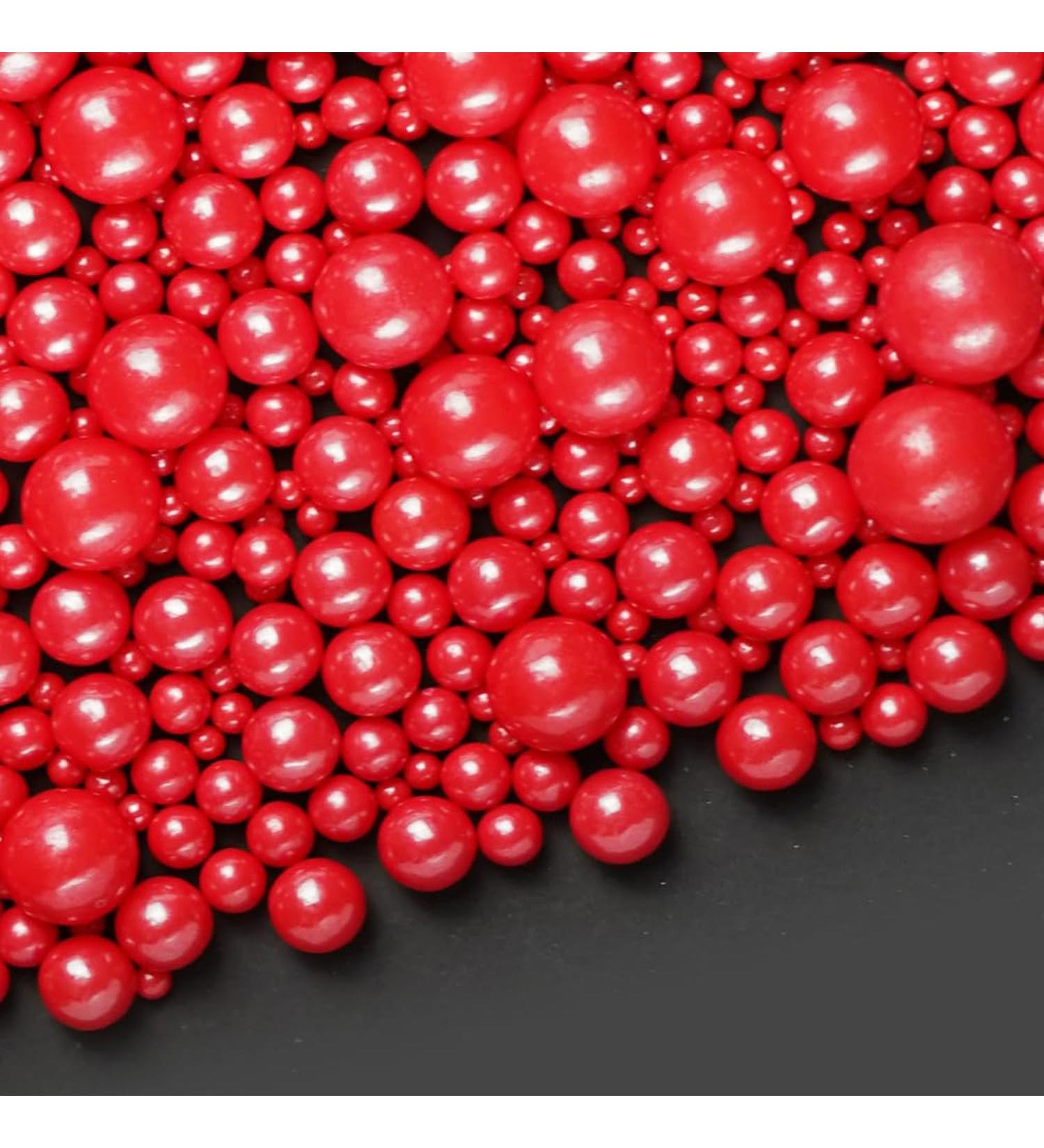 100g Edible Christmas Red Pearl Sugar Sprinkles Mix Size- Cake Sprinkles Candy Balls -Candy Sprinkles for Cupcake Decorating Baking Cake Decorations Valentines Halloween Christmas Wedding Party (Red) - Buy Online on GoSupps.com