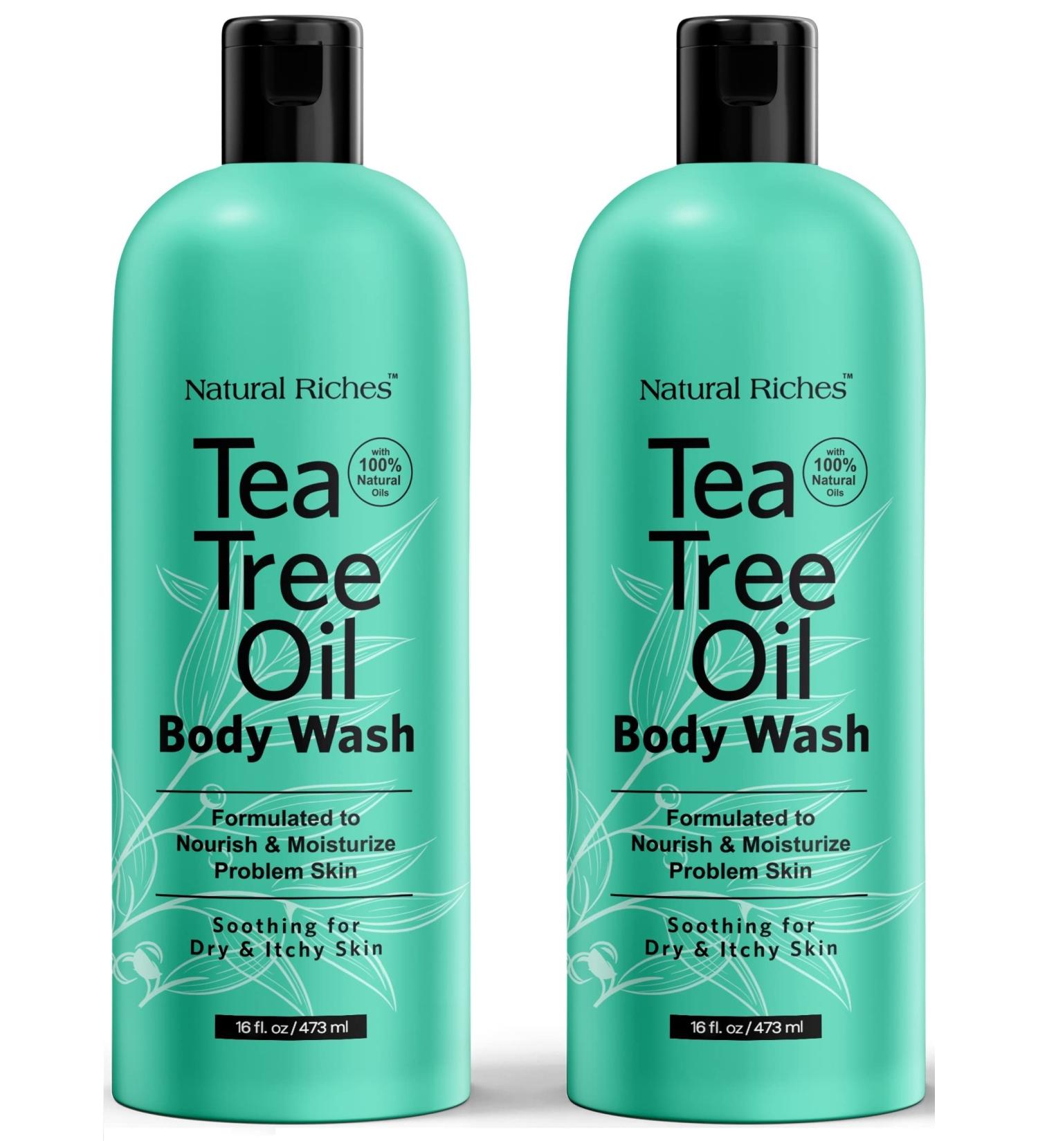 Natural Riches Tea Tree Body Wash - Itchy Skin Relief - Peppermint, Eucalyptus & Tea Tree Oil - Men & Women 2x16 fl oz - Buy Online on GoSupps.com