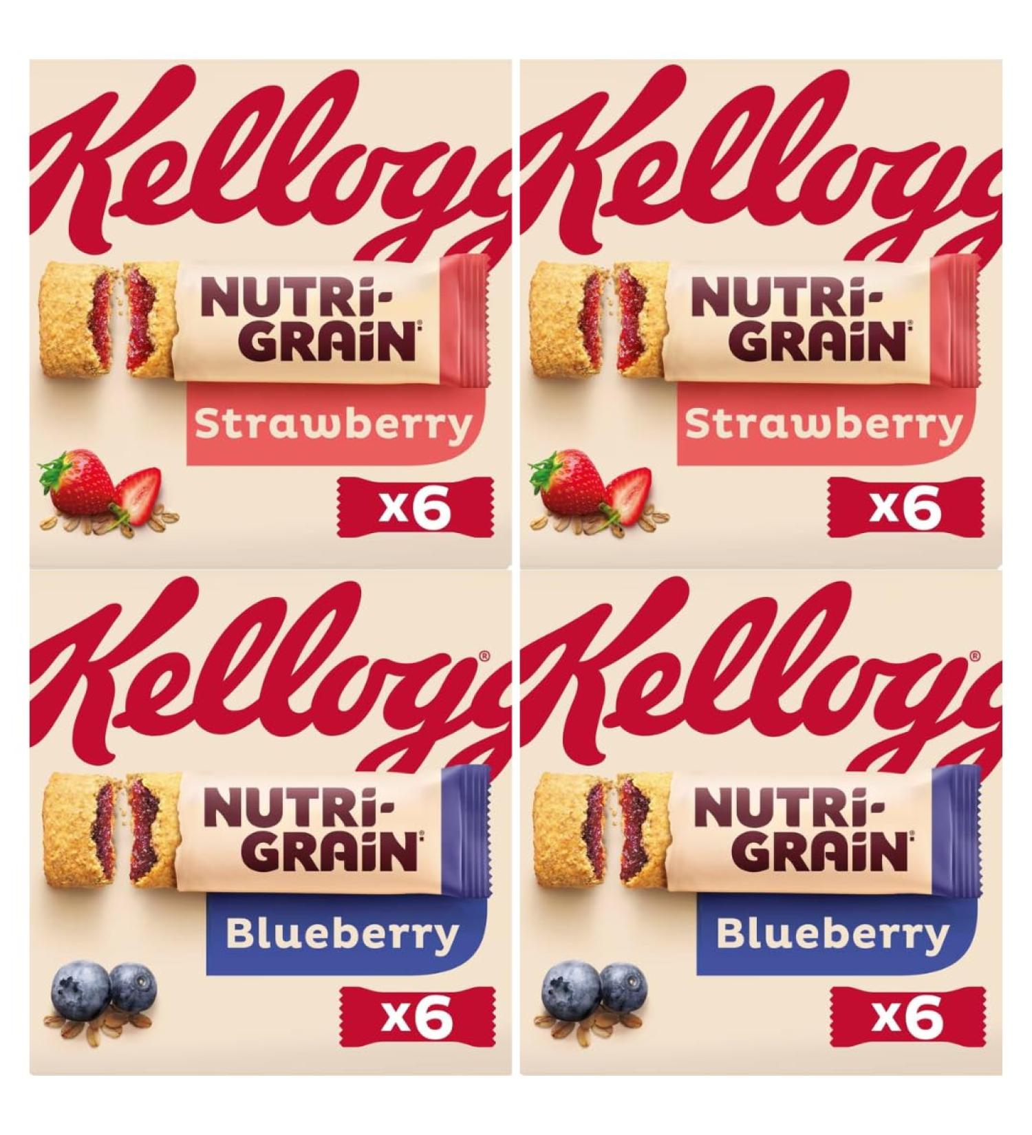 Breakfast Bar Bundle With Nutri-Grain Blueberry Snack Bars 6x37g x2 And Nutri-Grain Strawberry Snack Bars 6x37g x2 (4 Pack) - Buy Online on GoSupps.com