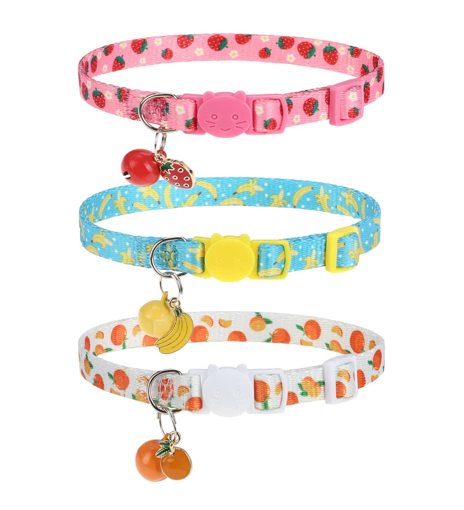 VKPETFR Breakaway Cat Collars with Bell & Cute Pendants - 3 Pack Adjustable Safety Kitten Collars - Ideal Decoration for Girl Boy Cats, Puppies, and Small Pets - Buy Online on GoSupps.com