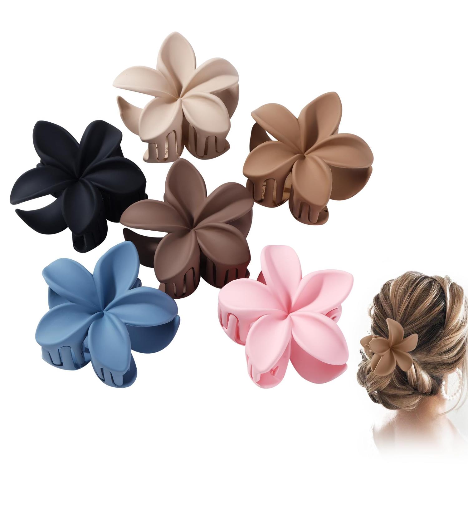 Shop 6 Elegant Flower Hair Clips for Women Stylish Accessories for Thick Hair in 6 Colors | Perfect Gift for Girls - Buy Online on GoSupps.com